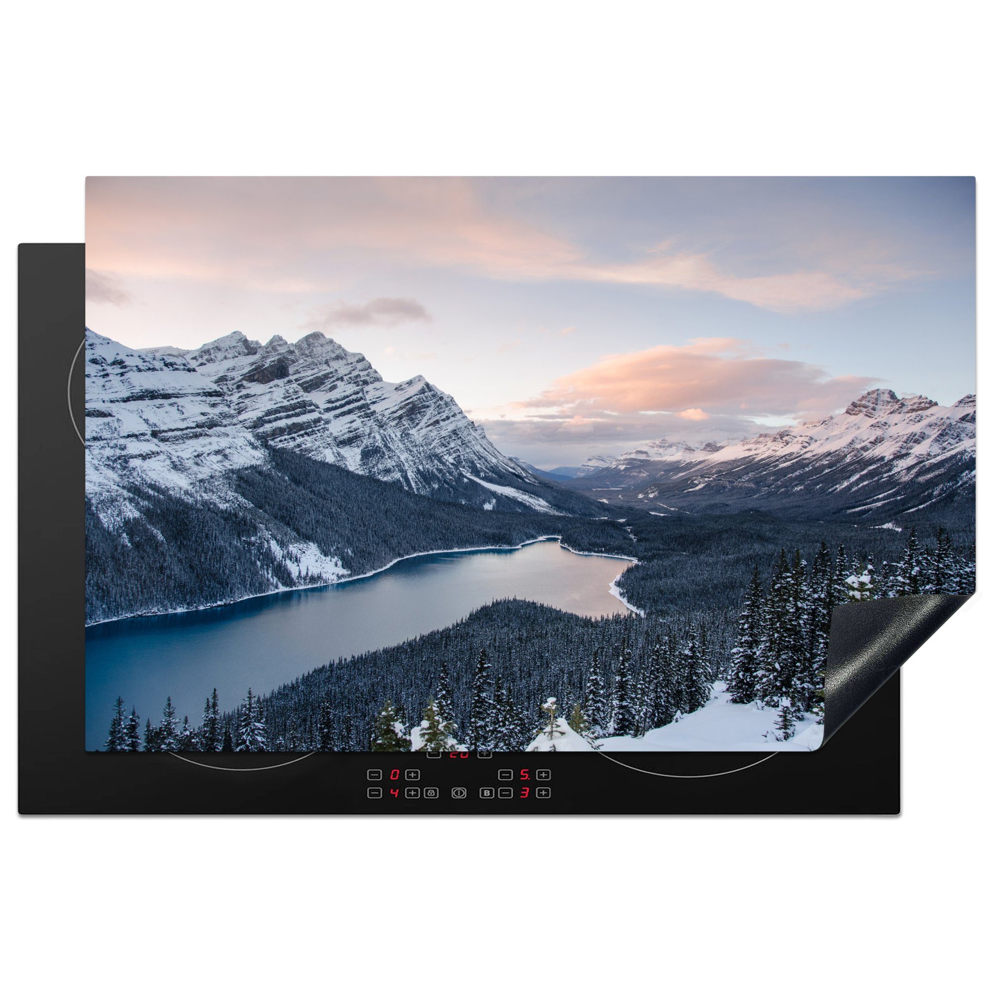MuchoWow Herdblende-/Abdeckplatte Blick auf den Banff National Park in Kanada im Winter, Vinyl, (1 tlg), 81x52 cm, Induktionskochfeld Schutz für die küche, Ceranfeldabdeckung