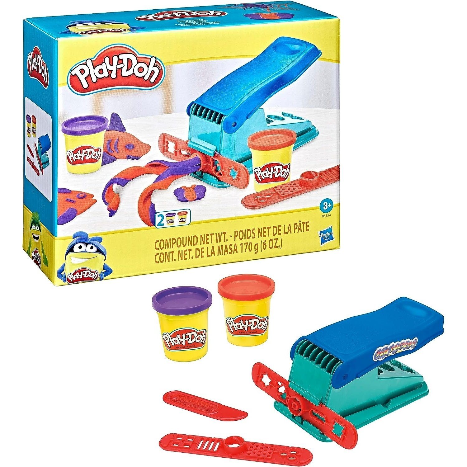 Hasbro Knetform-Set Play-Doh B5554 Knetwerkpresse inkl. 2 Dosen Play-Doh, für fantasievolles (Spar-Set)