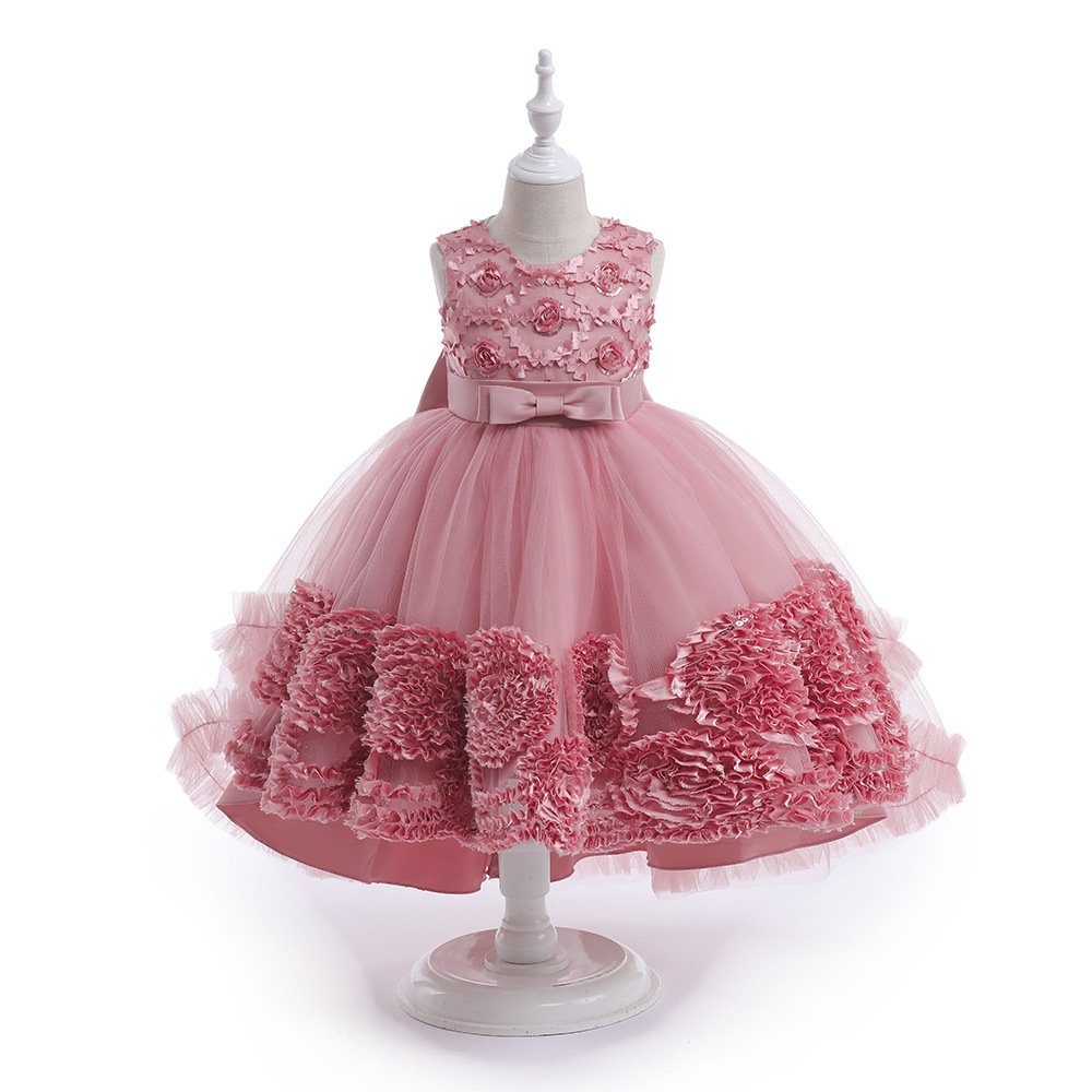 LAPA Abendkleid Kinder Mädchen Blumen Tüll Prinzessin Partykleid Hochzeit Abendkleid Lotusfarbe | Spitzenkleider