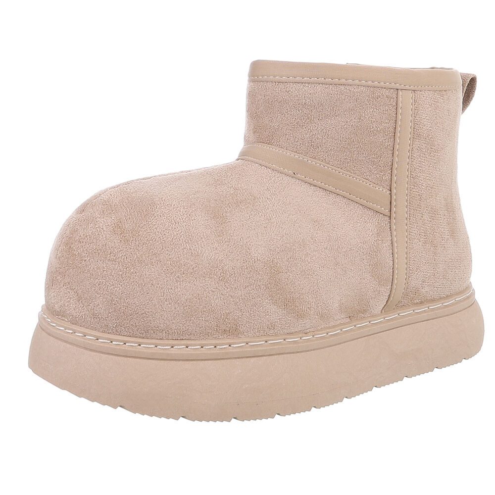 Ital-Design Modischer Damen-Stiefel mit hohem Komfort für Alltag Snowboots (90417732) Flach Plateaustiefeletten in Hellbraun