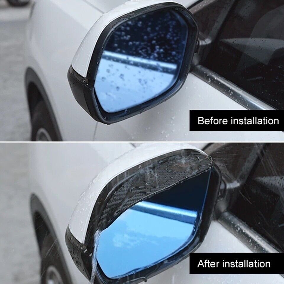 MAVURA Abdeckkappe MCarparts Regenschutz Kappe Augenbraue Rückspiegel  Sonnenblende Seitenspiegel Auto KFZ Carbon Optik selbstklebend [2er Set]