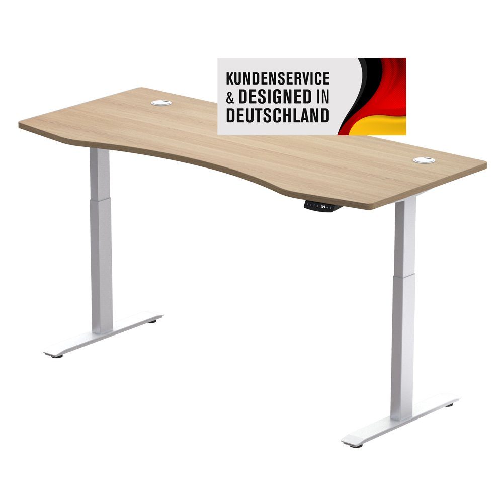 PROMAFIT Arbeitstisch Schreibtisch mit elektrischer Höhenverstellung (Set, 1-St), Tischplatte 180 oder 150 cm & 3 Memory Funktionen naturfarben | Weiß | Natur | Tische