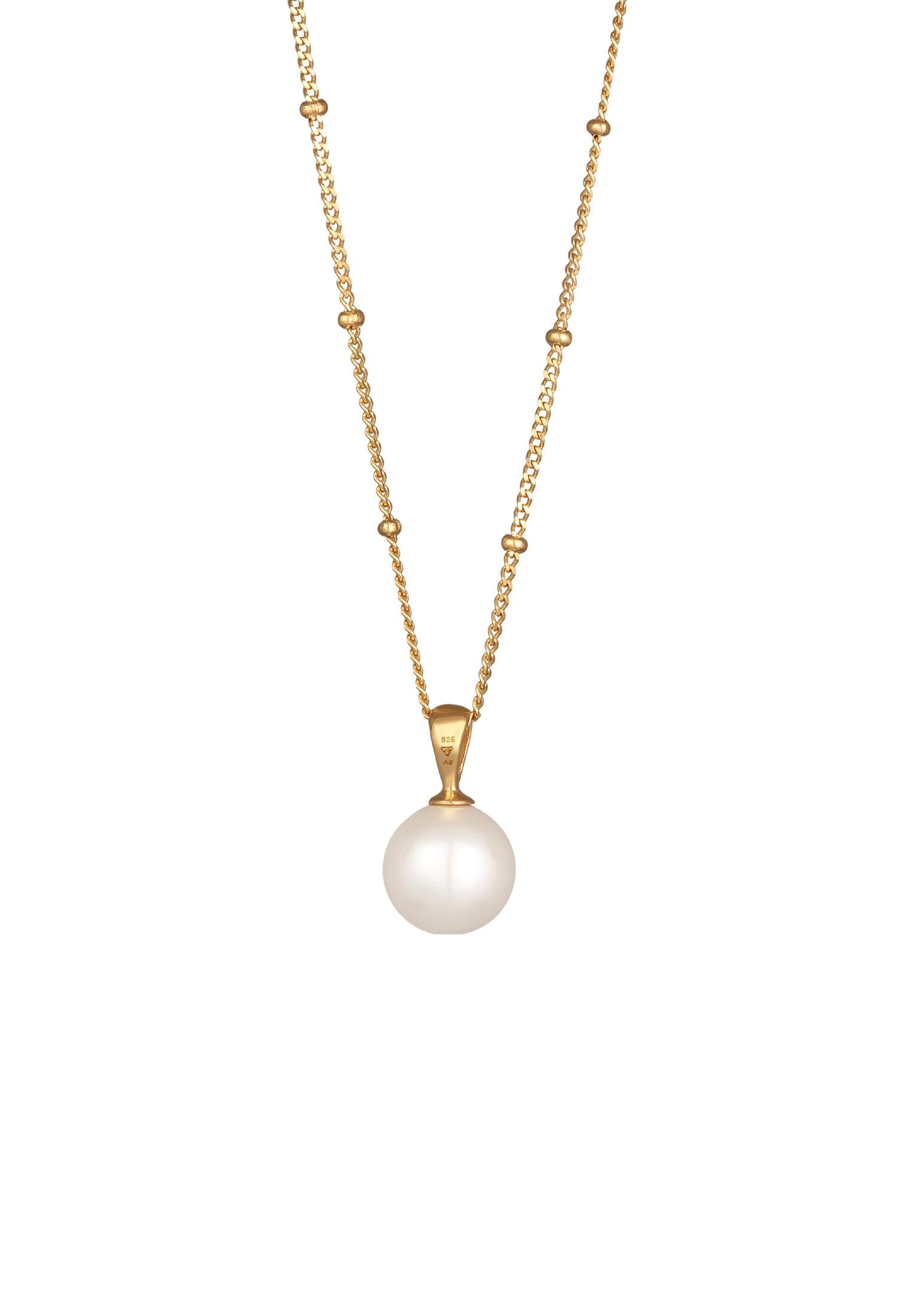 Elli Perlenkette Kugelkette Muschelkernperle 925 Silber vergoldet günstig online kaufen