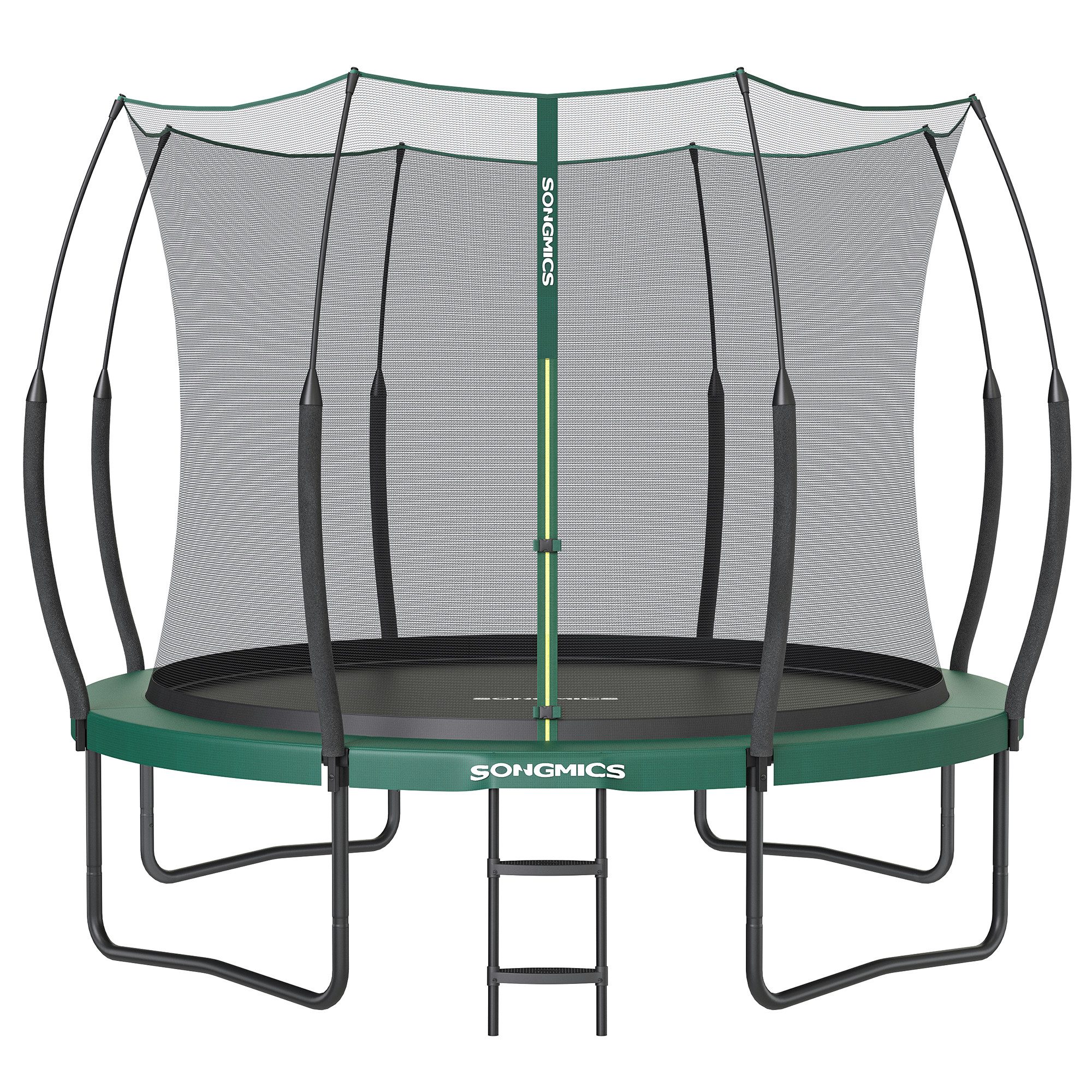 SONGMICS Gartentrampolin, Ø 305 cm, Ø244/305/366 cm, Sicherheitsnetz mit Reißverschluss, Glasfaserstangen