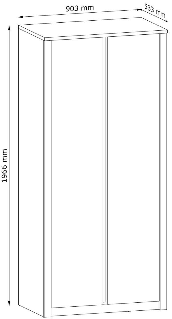 Feldmann-Wohnen Kleiderschrank Montana (1-St) 90cm eiche lefkas grau grifflos