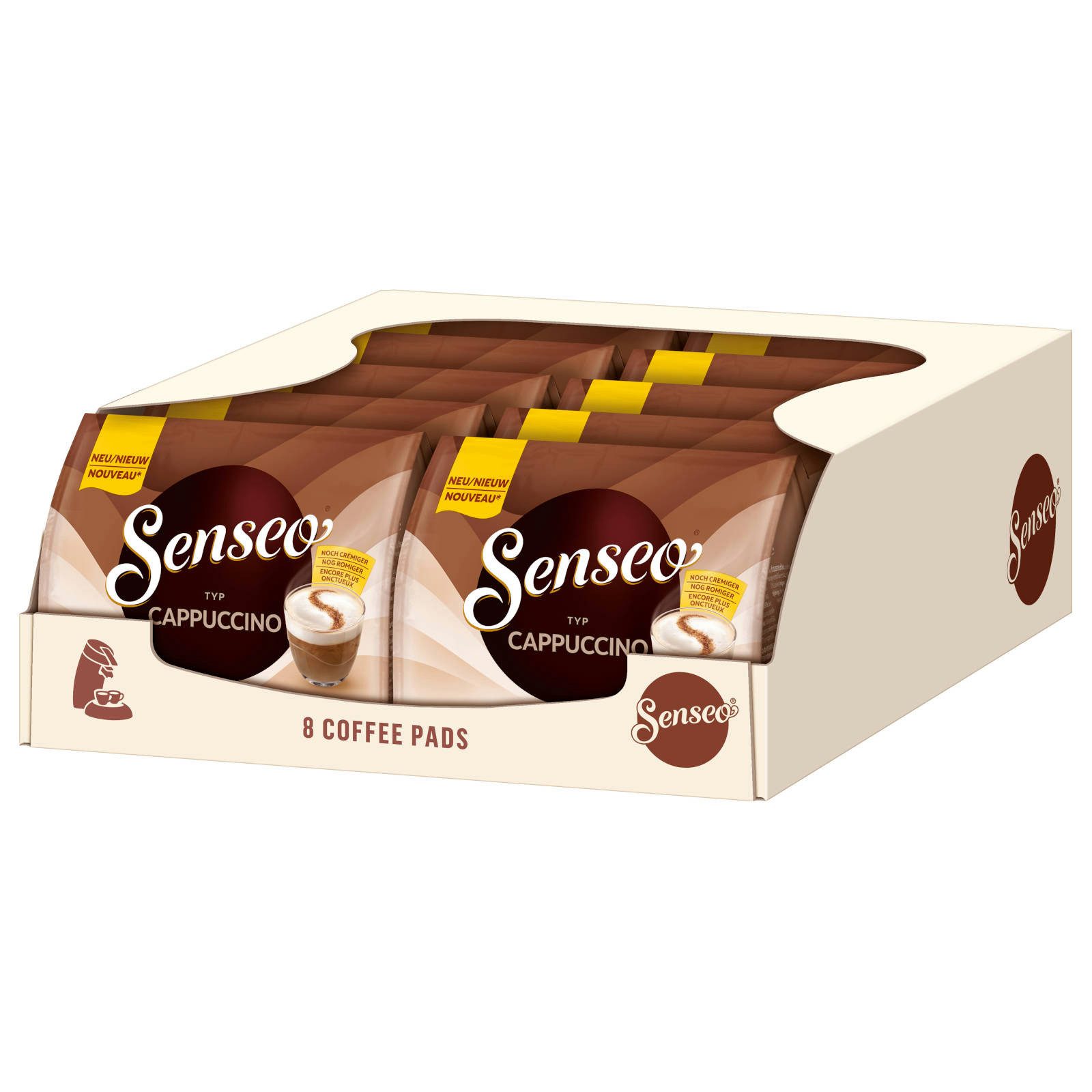 Senseo Kaffee Pads Typ Cappuccino cremig 10 x 8 = 80 Getränke, (Packung, 10er Pack)
