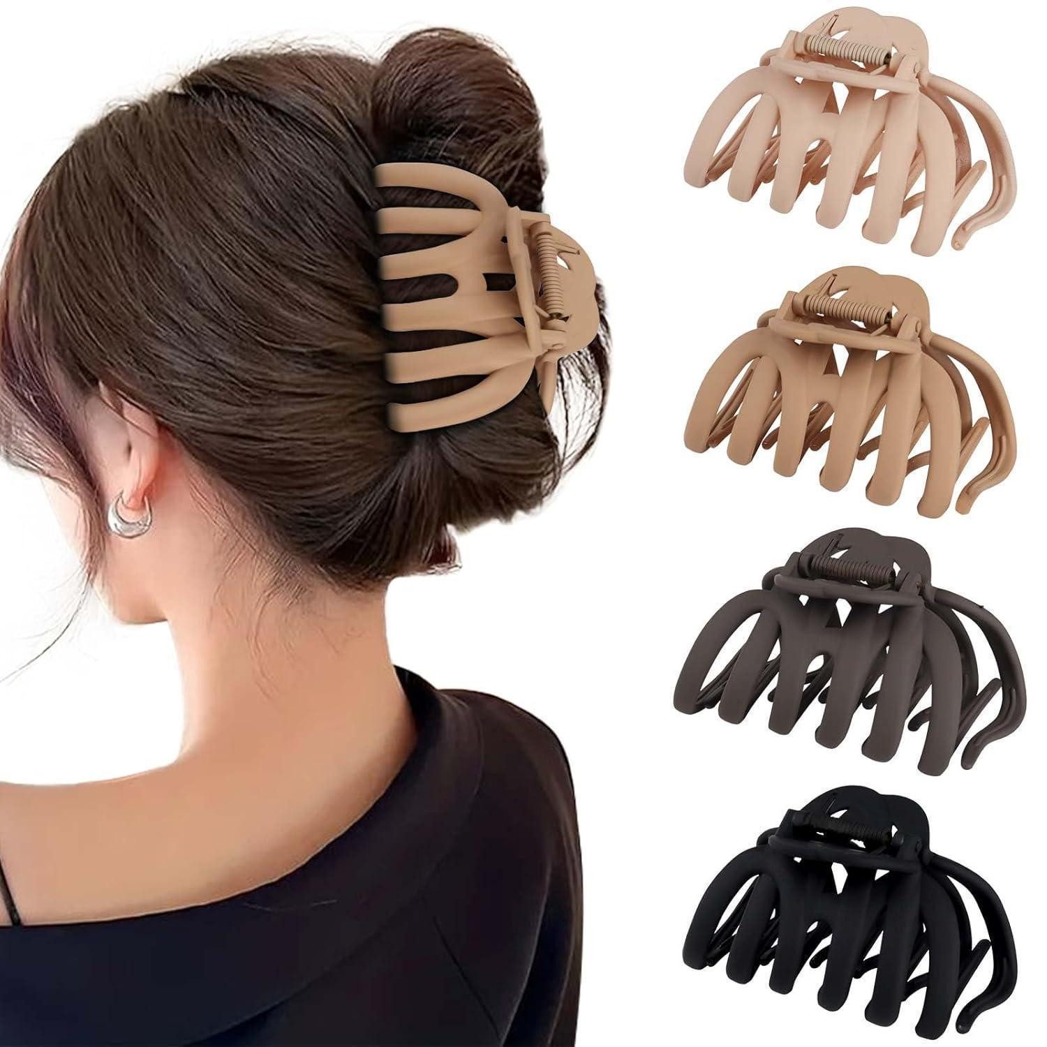 LuxusKollektion Haarklammer 4er Set Große Oktopus Haarklammern 9.5CM Damen Haarspangen Neutrale