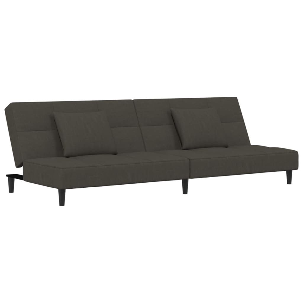 vidaXL Sofa NA Schlafsofa 2-Sitzer mit 2 Kissen Dunkelgrau Samt