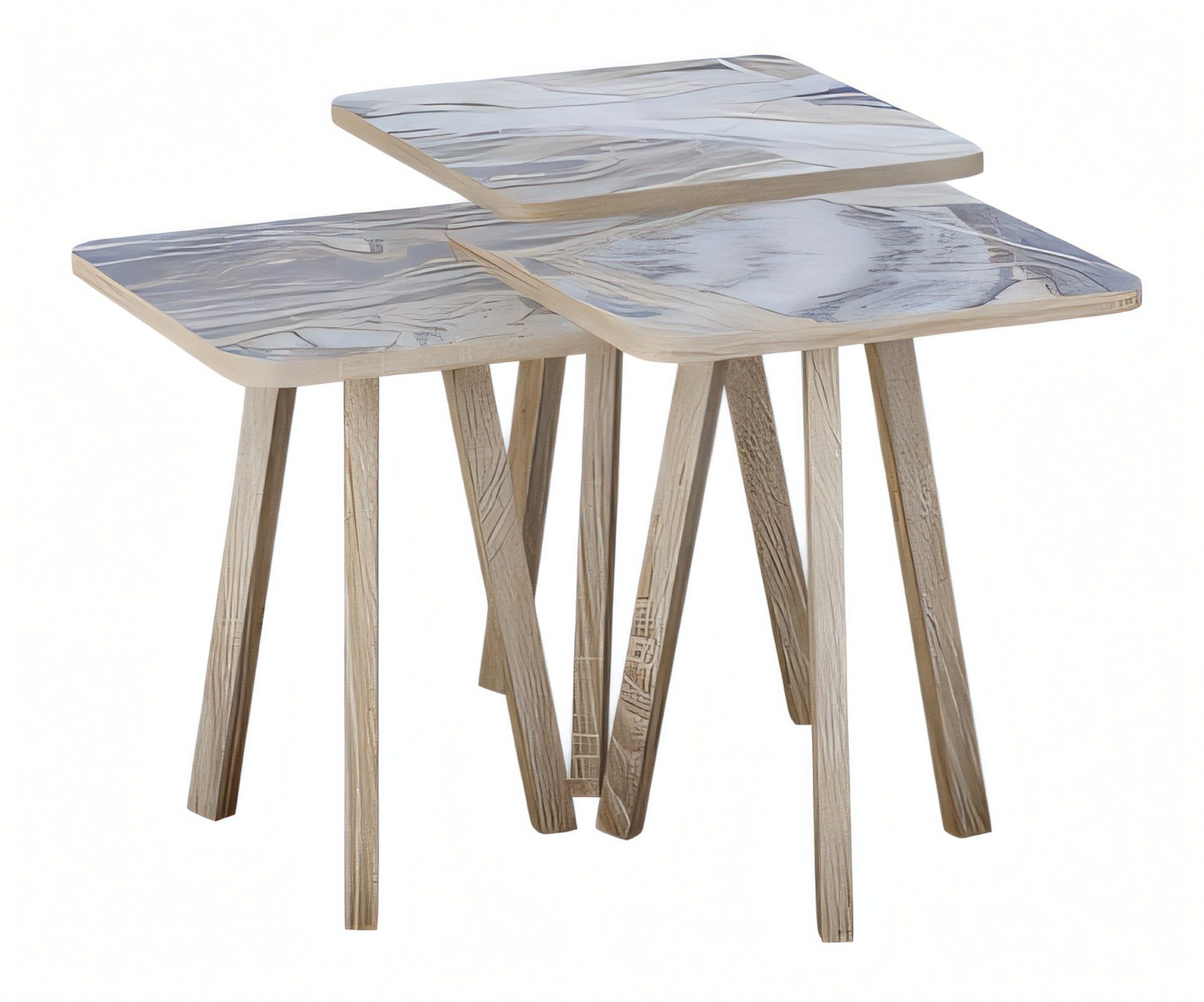 Xlmoebel Satztisch Graues Holz-Couchtisch-Set mit modernem Design und klaren Linien (Set, 3-tlg. Couchtisch-Set, grau), Made in Europa