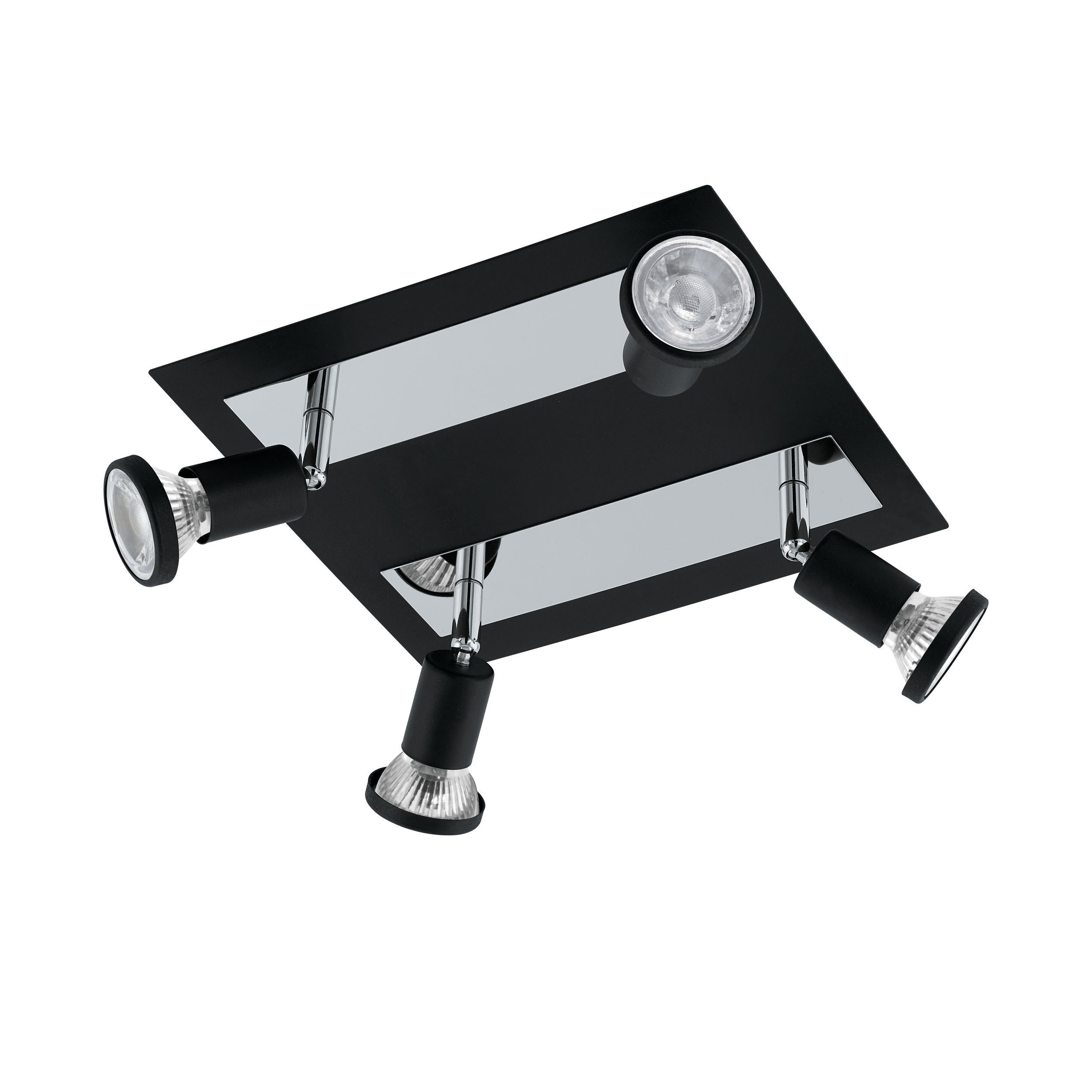 EGLO LED Deckenspot Sarria, Leuchtmittel inklusive, Spot - L24 x H26 cm - schwarz, chrom - 4X4,5W inkl.