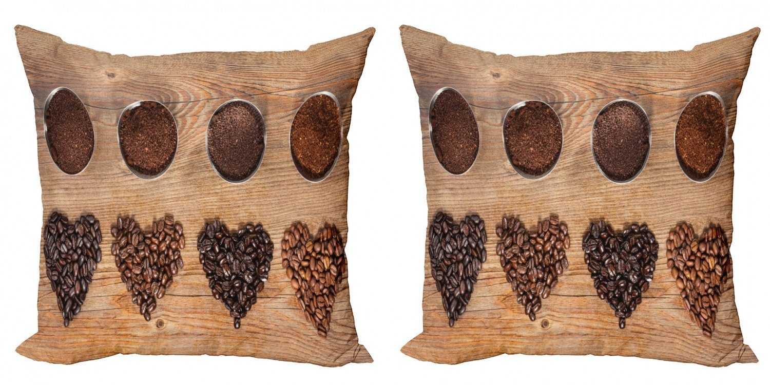 Accent Modern Kaffee Herz Kissenbezüge Kaffee Digitaldruck, Gemahlener Doppelseitiger Abakuhaus (2 Stück), Bohnen