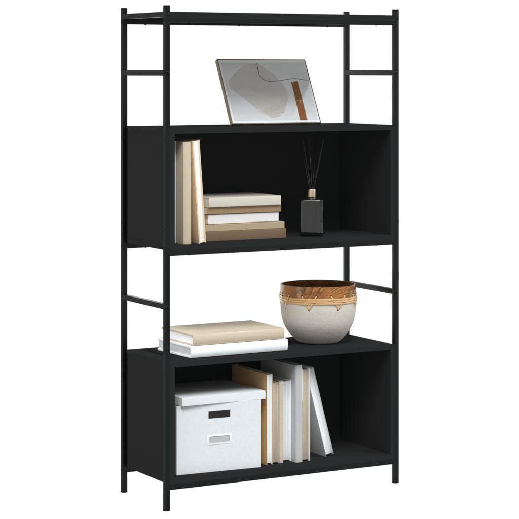 Schwarz Eisen 80x30x145,5 und Holzwerkstoff cm furnicato Bücherregal