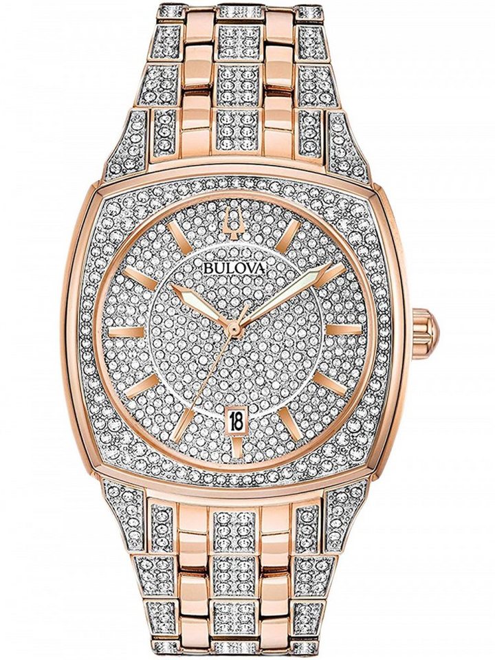 Bulova Quarzuhr Bulova 98B324 Crystal Pave Herren 40mm 3ATM