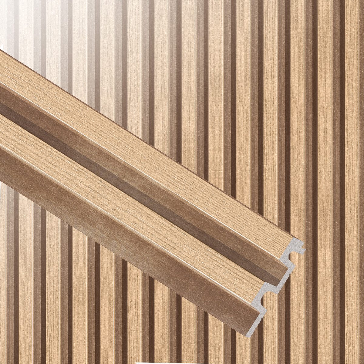 Vox Wandpaneel Lamellenpaneel Linerio L-LINE 0,32 qm Akustikpaneel St. 2,65m natural, BxL: 12x265 cm, 0,32 qm, (1 Stück, 0,323) wasserfeste, schallreduzierende Wandverkleidung mit 3-D-Effekt