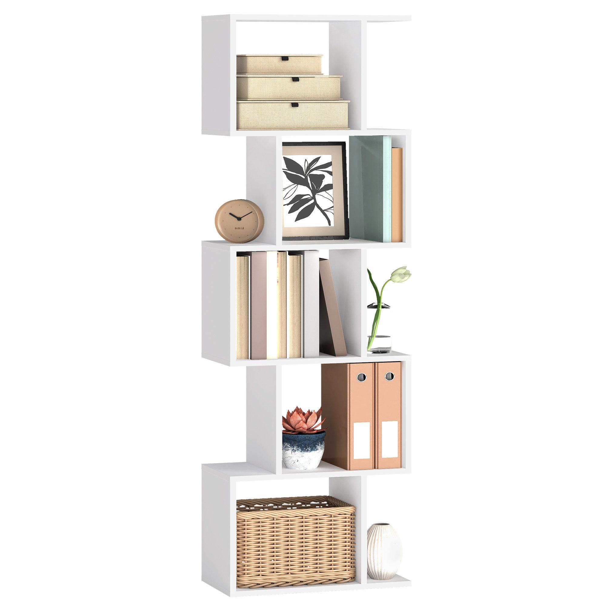 VASAGLE Bücherregal, 5 stöckiges Bücherregal, 24 x 40 x 159 cm, Standregal, Büroregal