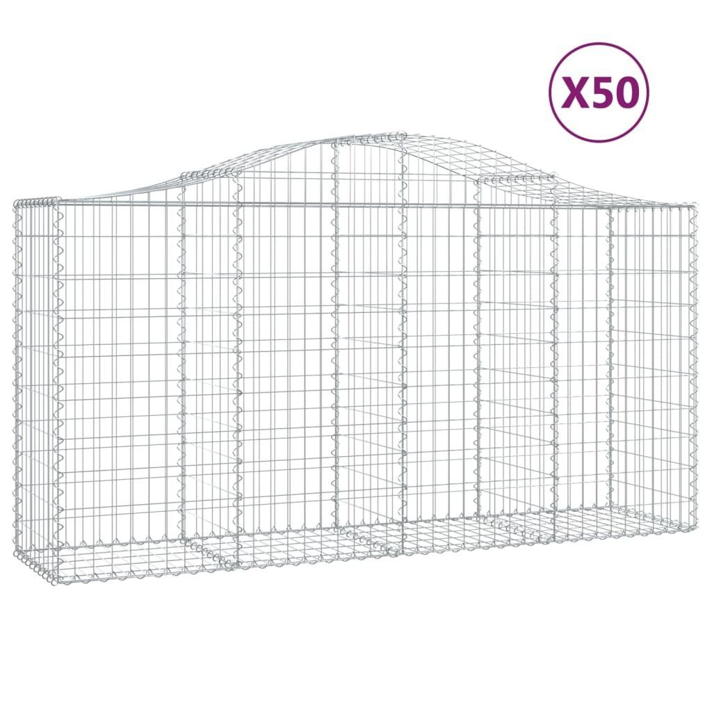 vidaXL Hochbeet 200 x 50 x 100120 cm Gabionen mit Hochbogen 50 Stk 200x50x100120cm Ver