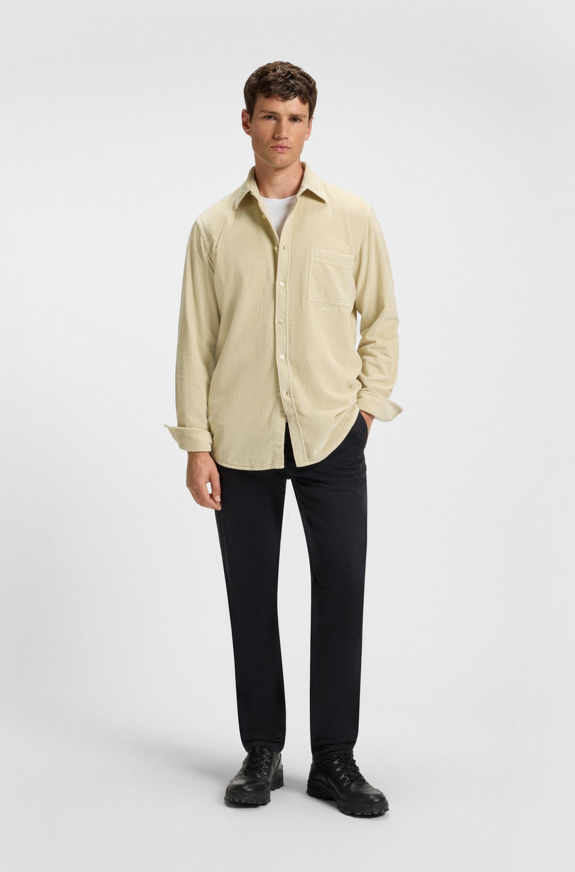 BOSS ORANGE Langarmhemd Relegant aus Cord, reuglar fit, Kentkragen