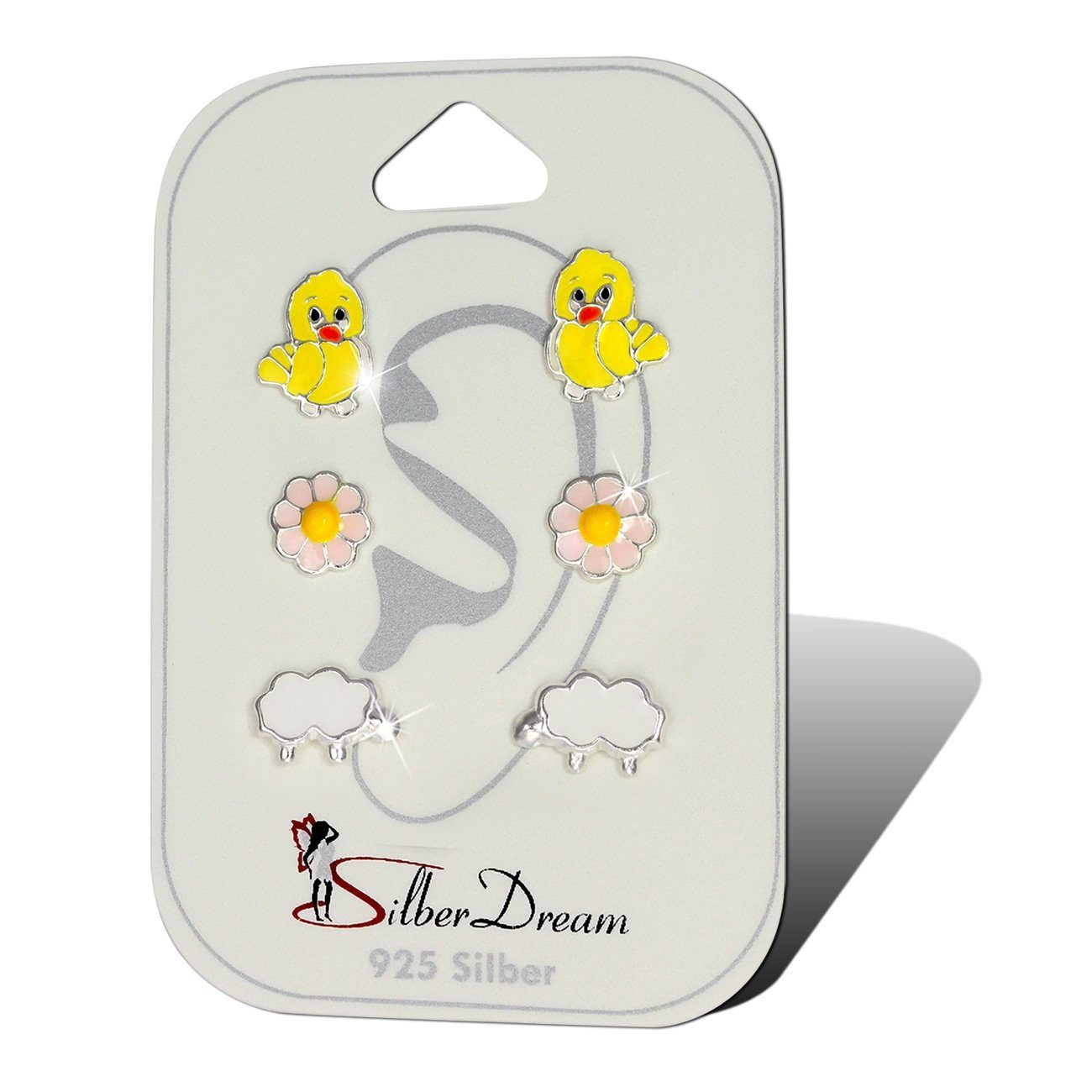 Teenie-Weenie Paar Ohrstecker Teenie-Weenie natur 3er Ohrringe Ohrstecker (Ohrstecker, 3-tlg), Ohrstecker (natur) 925 Sterling Silber, Farbe: mehrfarbig