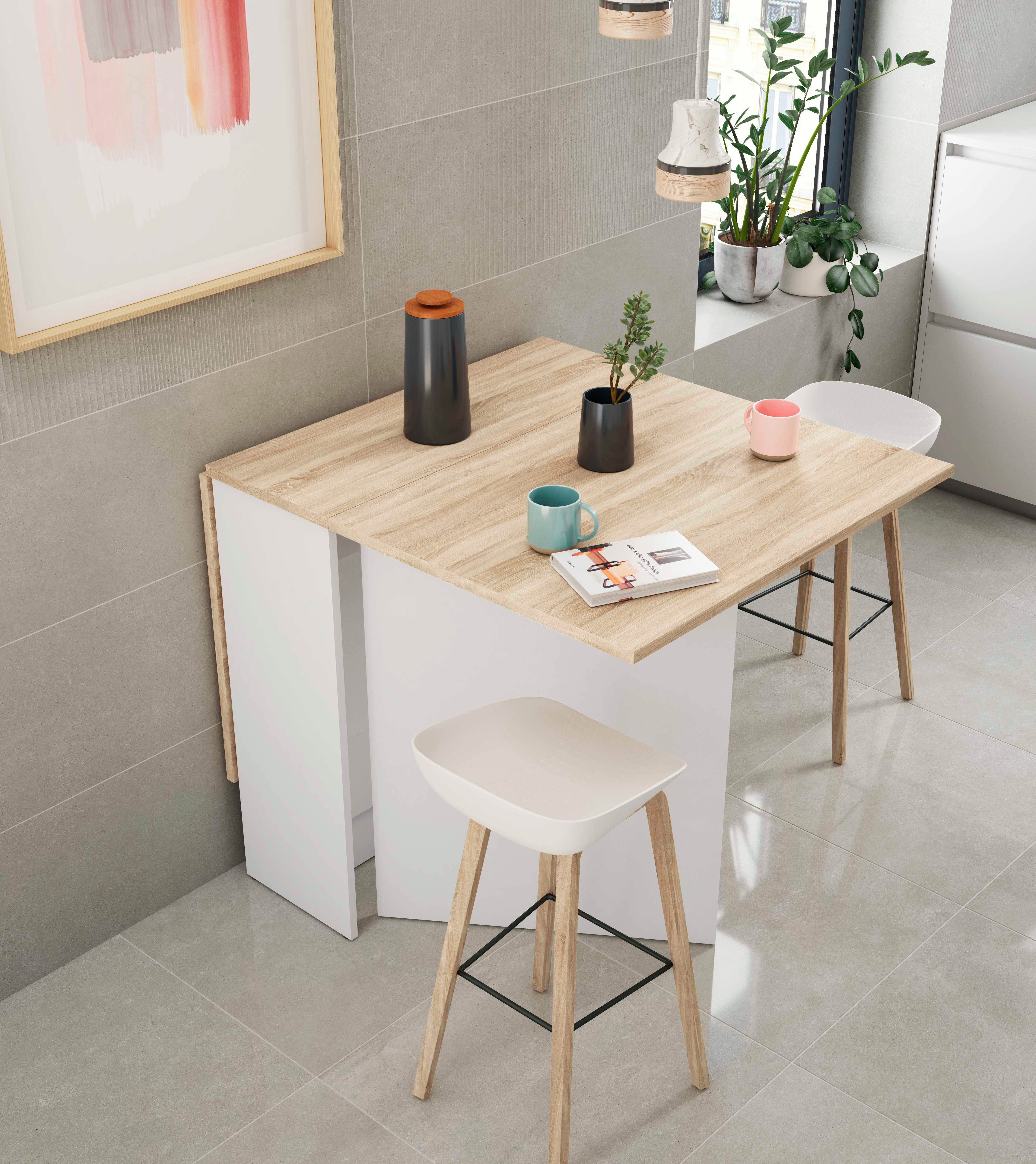 habeig Küchentisch Falttisch Küchentisch Klapptisch weiß Eiche 140x77cm, Lä günstig online kaufen