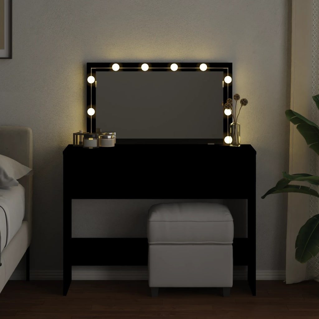 vidaXL Schminktisch Schminktisch mit LED-Beleuchtung Schwarz günstig online kaufen