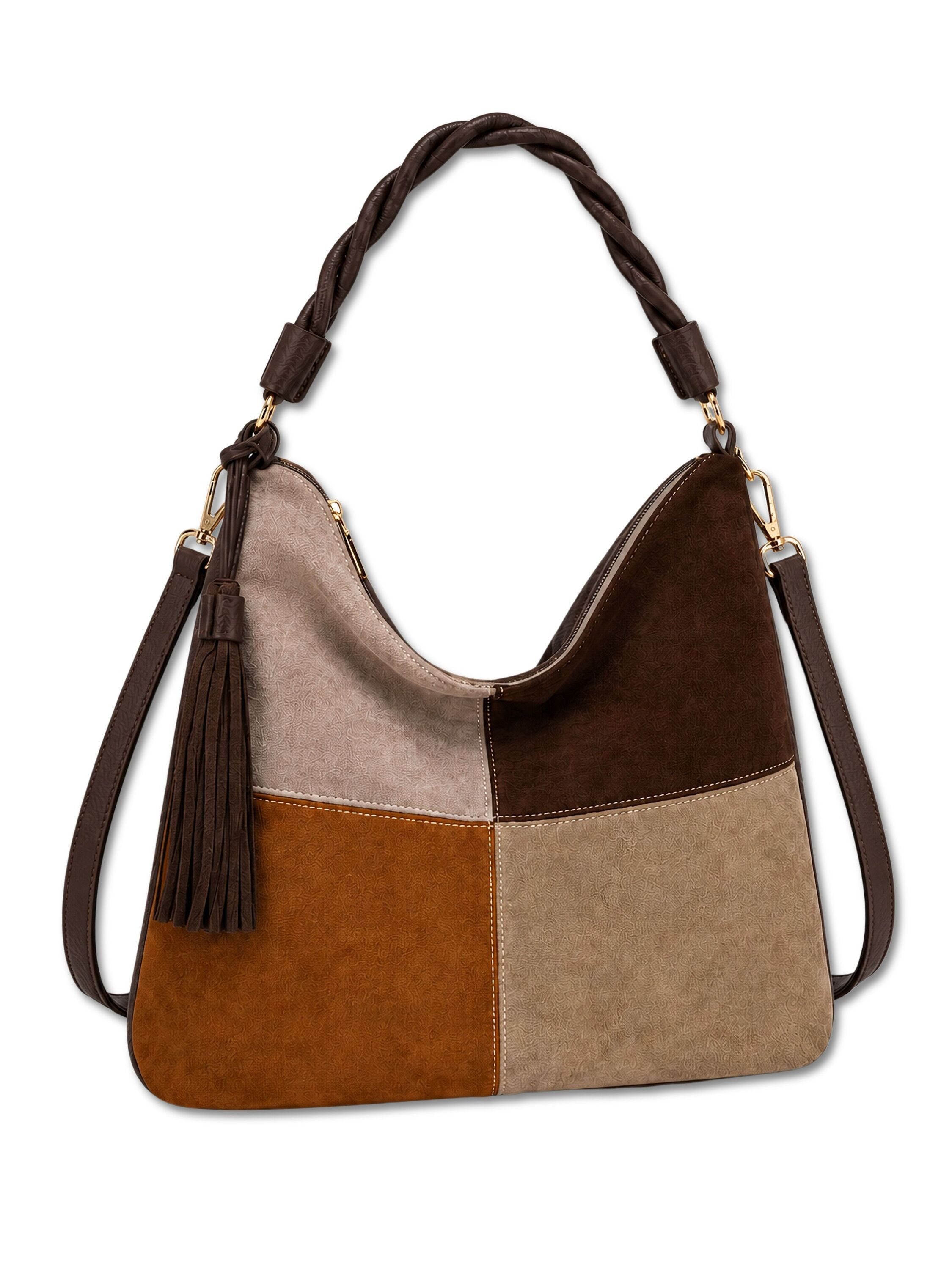 COLLEZIONE ALESSANDRO Schultertasche Patchwork, Patchwork-Optik aus softem Velourimitat