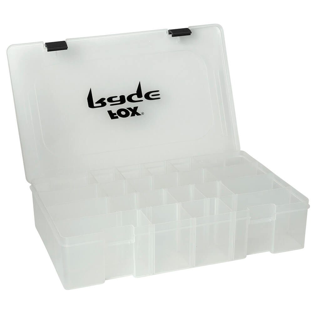 Fox Rage Angelkoffer Fox Rage Storage Box Aufbewahrungsbox klar (1 St), Perfekt für die Aufbewahrung all Ihrer Köder und kleinen Utensilien, Strapazierfähiger Kunststoff, Klare Außenhülle, um den Inhalt sehen zu können, Fox Rage Logo auf dem Deckel