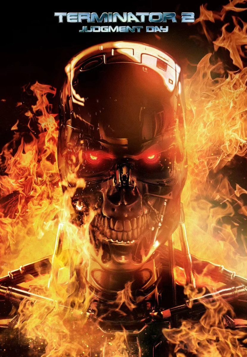 TPFLiving Kunstdruck (OHNE RAHMEN) Poster - Leinwand - Wandbild, Amerikanisches Science-Fiction-Leinwandgemälde zum Film Terminator (Leinwandbild XXL), Farben: Schwarz, Weiß, Rot, Orange, Gelb, Blau -Größe: 20x30cm