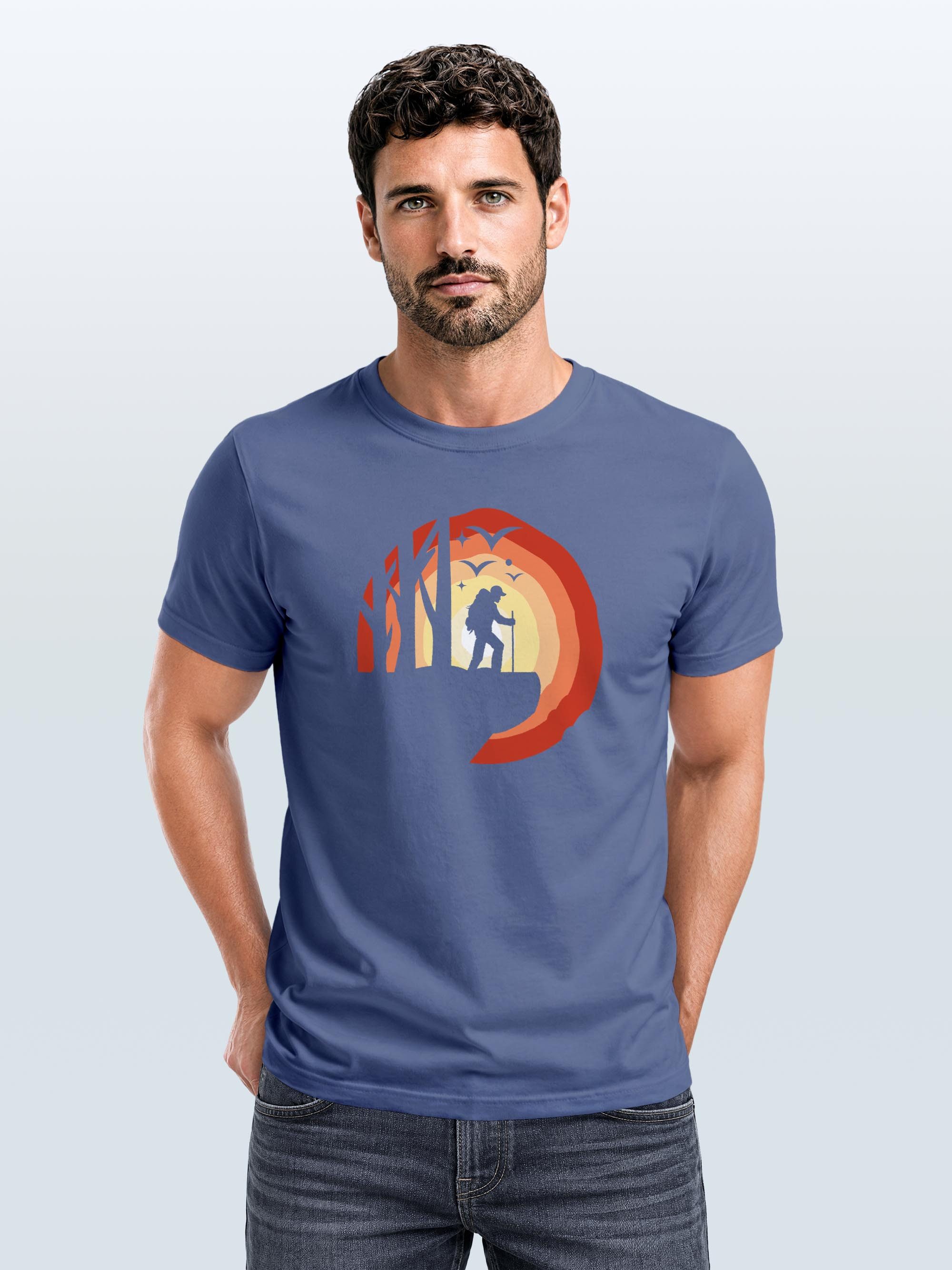 Neverless Print-Shirt Herren T-Shirt Wander-Motiv Trekking Aufdruck Printshirt Outdoor mit Print