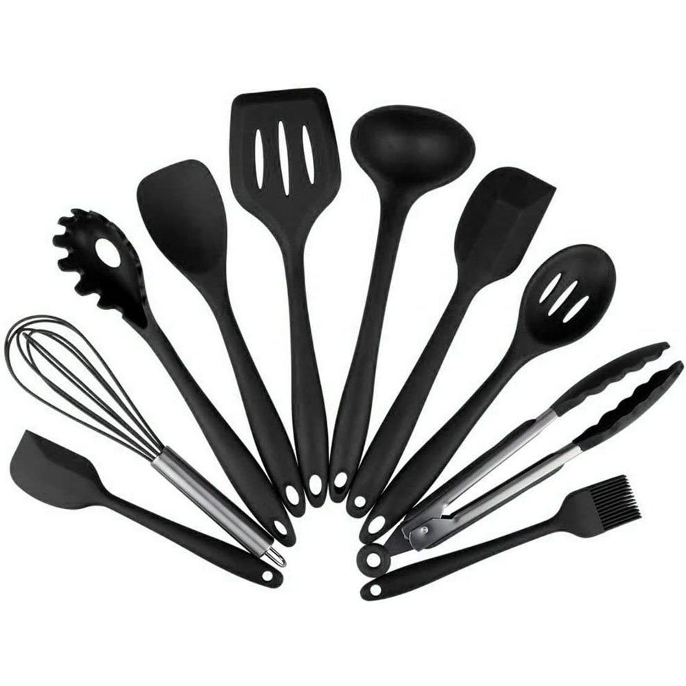 NUODWELL Grillspachtel 10 Stück Küchenutensilien Silikon für alle Bedürfnisse in der Küche schwarz
