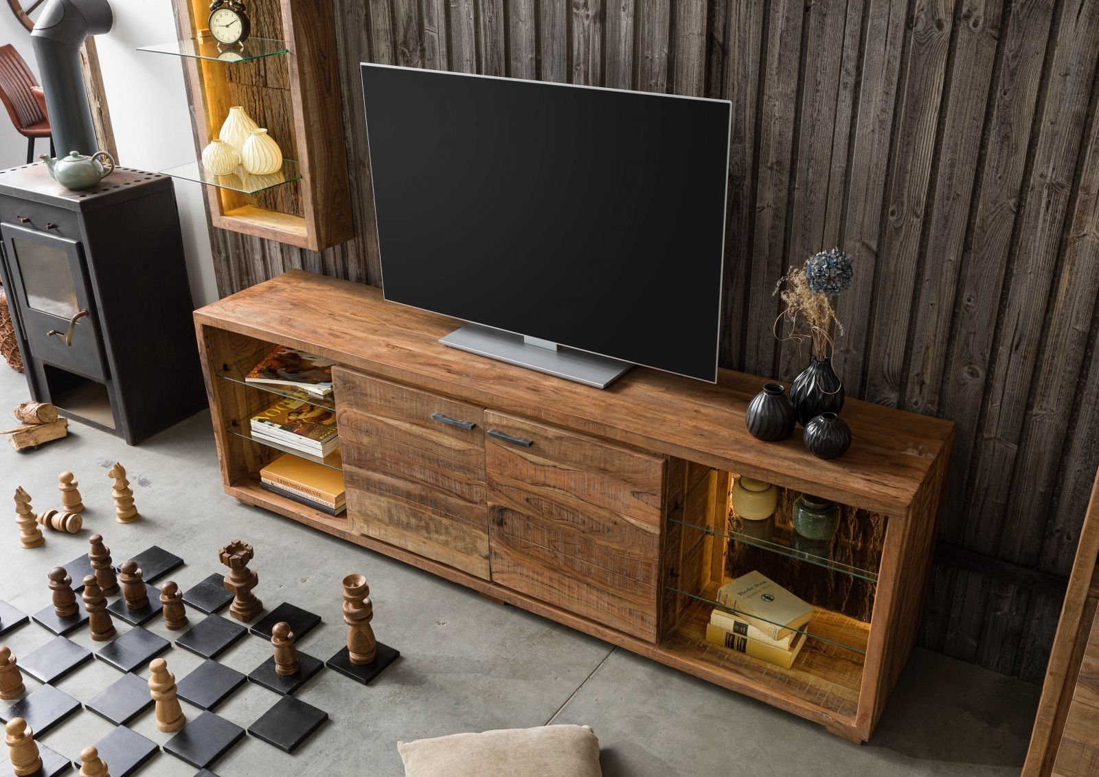 Massivmoebel24 TV-Board (TV-Board Akazie 200x40x63 natur günstig online kaufen