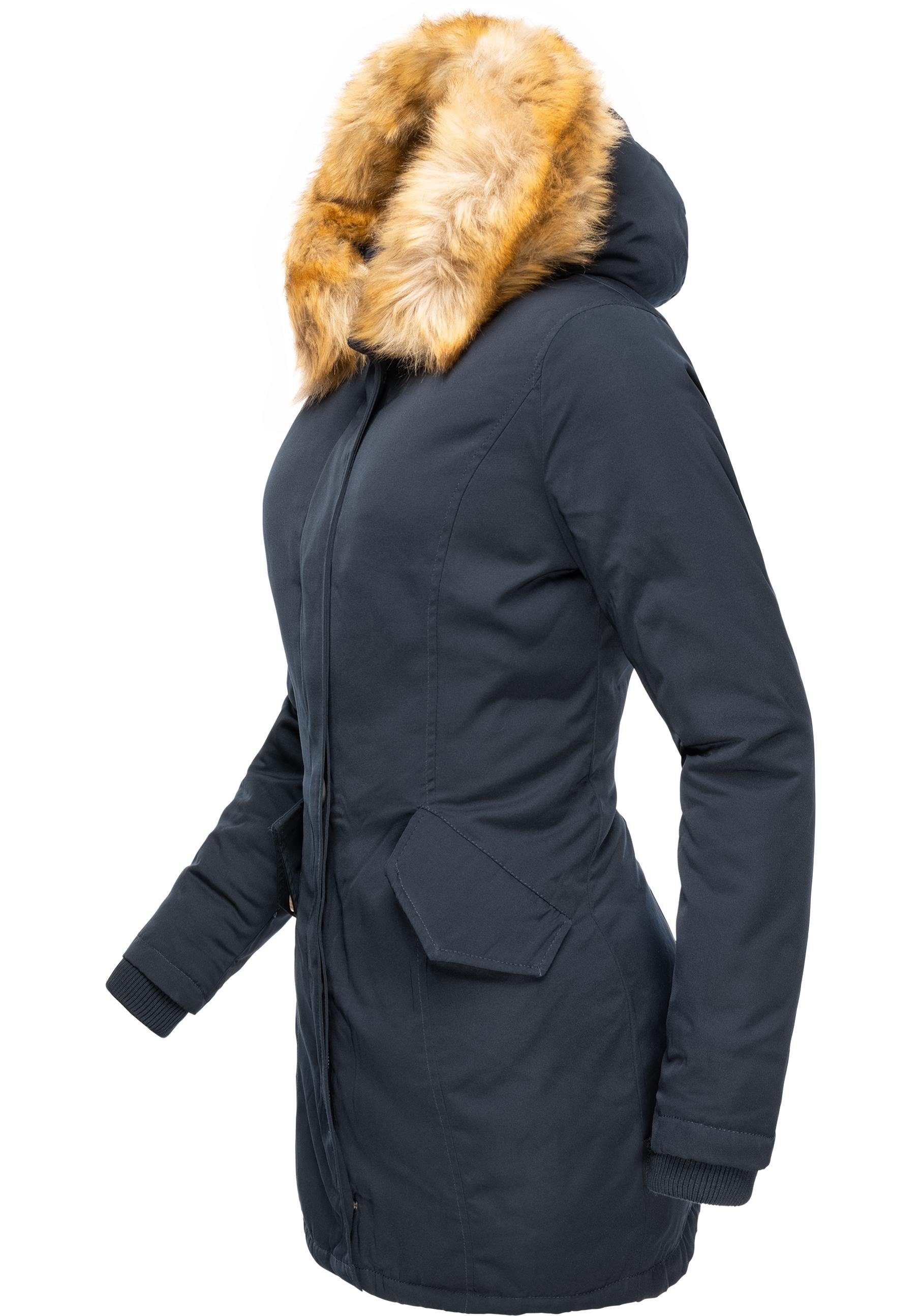 Marikoo Wintermantel Karmaa edler Parka mit Kunstfellkapuze