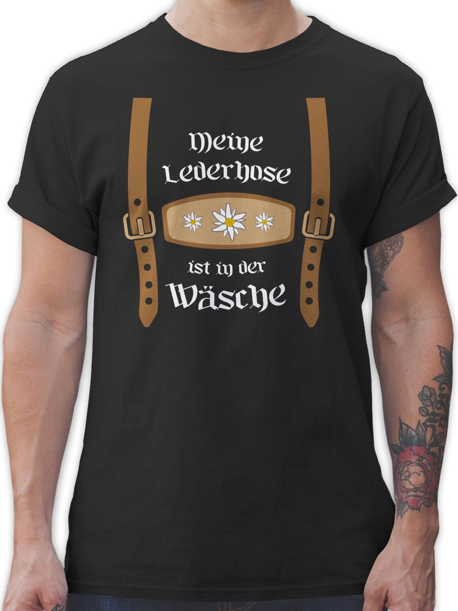 T-Shirt ist für Meine Shirtracer Wäsche der Herren Oktoberfest in Schwarz Lederhose Mode 01