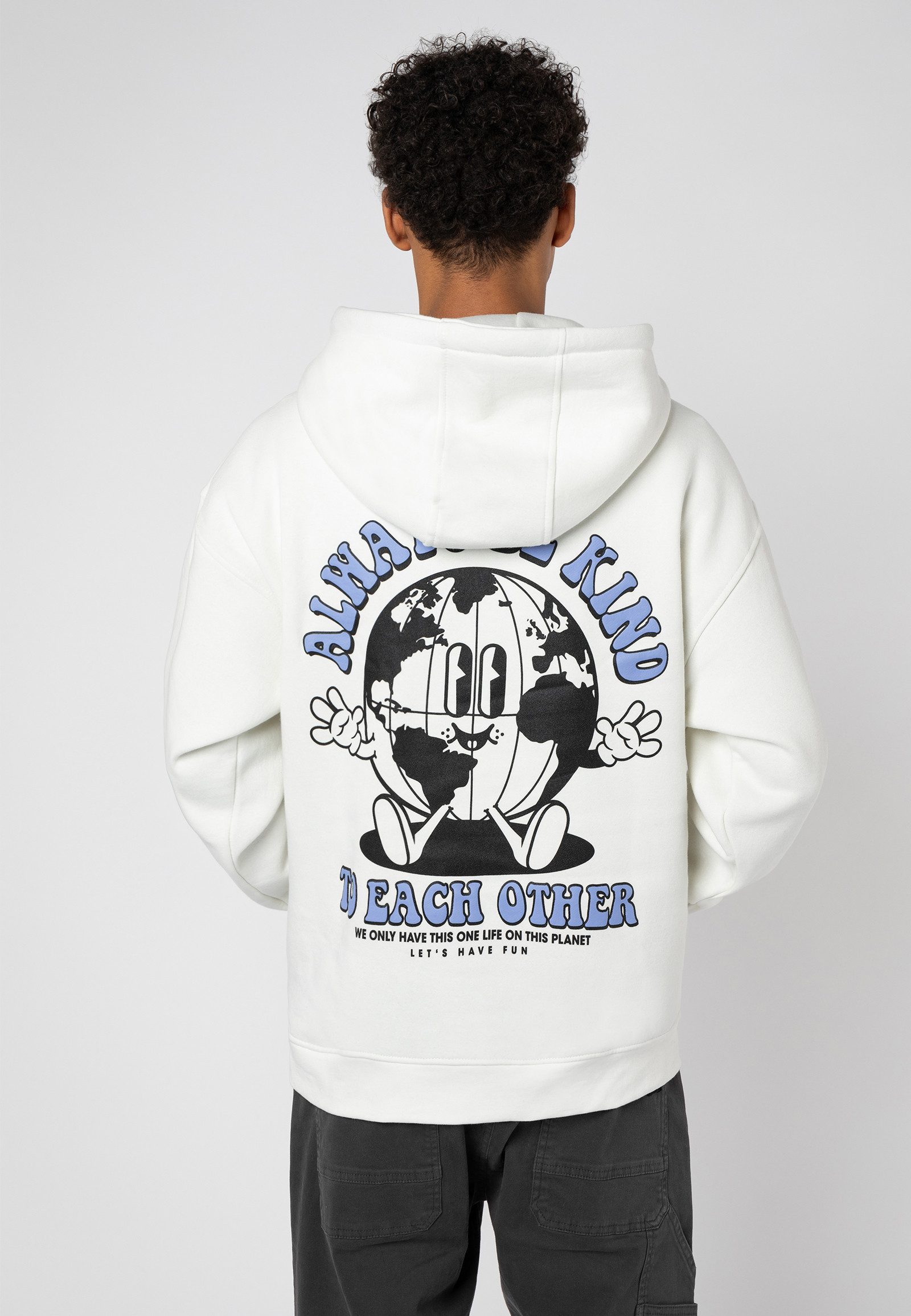 SUBLEVEL Hoodie Sweathoodie Cartoonprint Sweater, Kapuzensweatshirt mit Kängurutasche, mit Kapuze