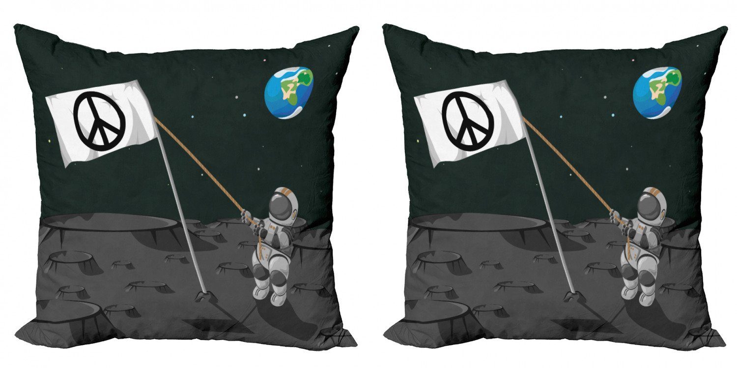 eines Doppelseitiger Kissenbezüge Astronaut Abenteuer (2 Abakuhaus Digitaldruck, Flag Modern Accent Stück), Festlegen