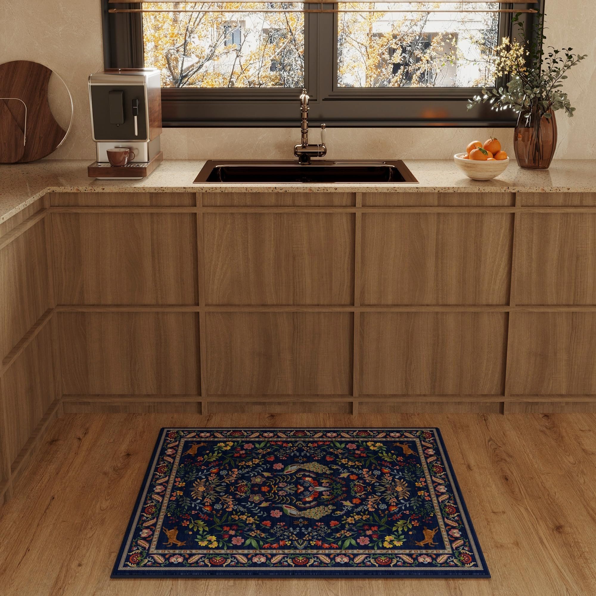 Agger Fußmatte Weiche Fußmatte mit Blumenmuster, Eingangstürmatte, geeignet für Flur, Eingangsbereich, Küche, Schlafzimmer und Badezimmer – Bild 5 von 5