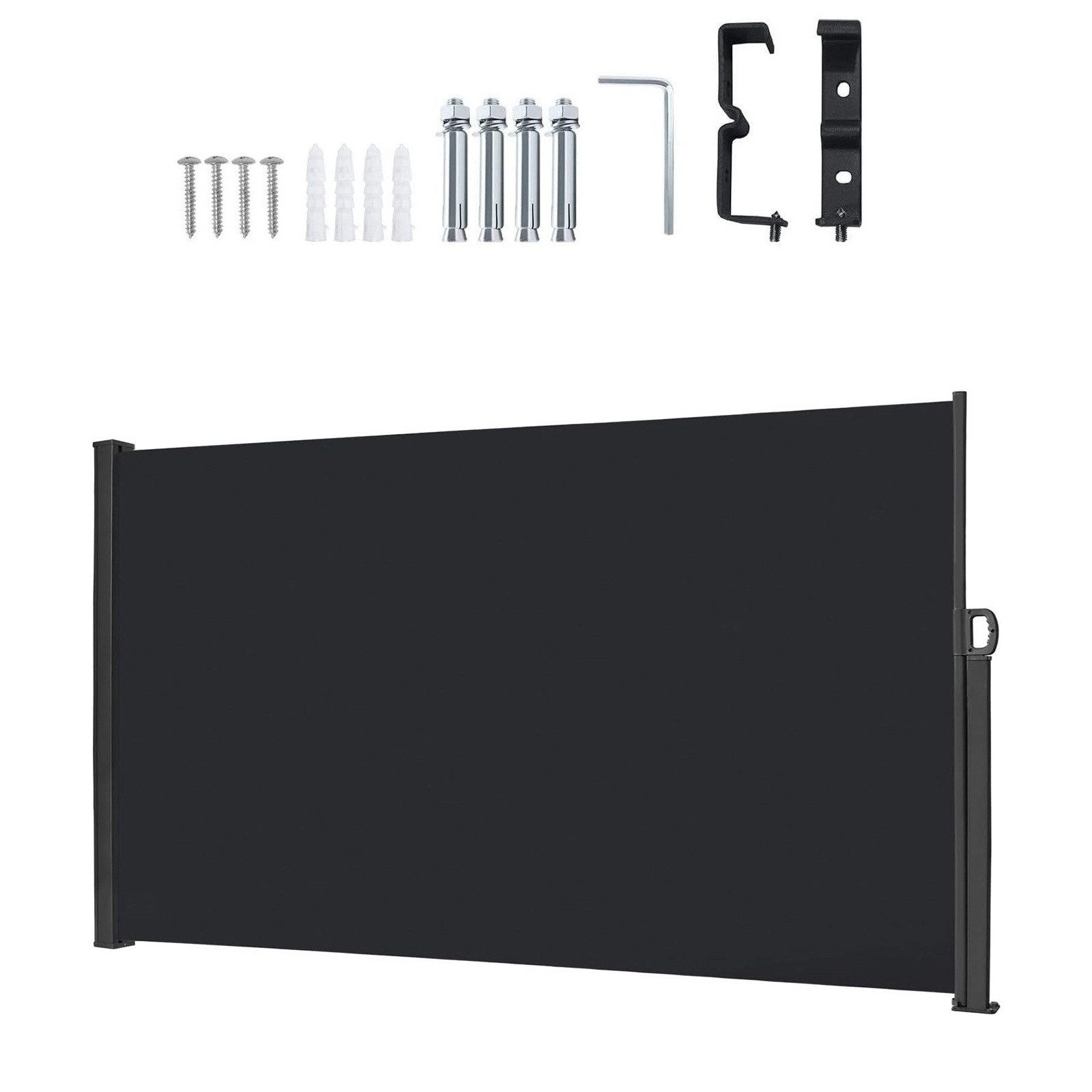 FIVMEN Seitenmarkise Alu Ausziehbar Sonnenschutz mit Wandhalterung, Anthrazit