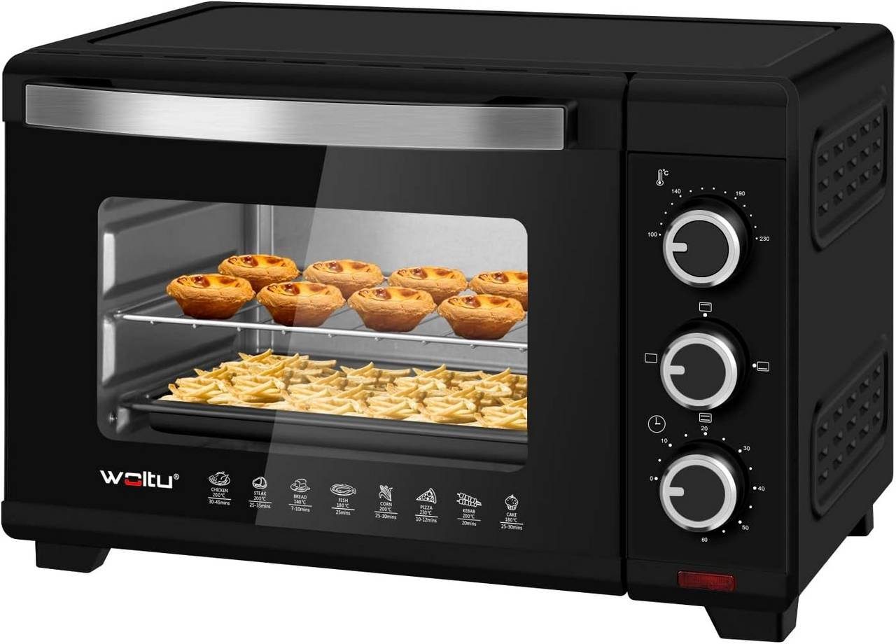 Woltu Minibackofen, Mini Backofen 21L,1280W,Timer 60 Min schwarz