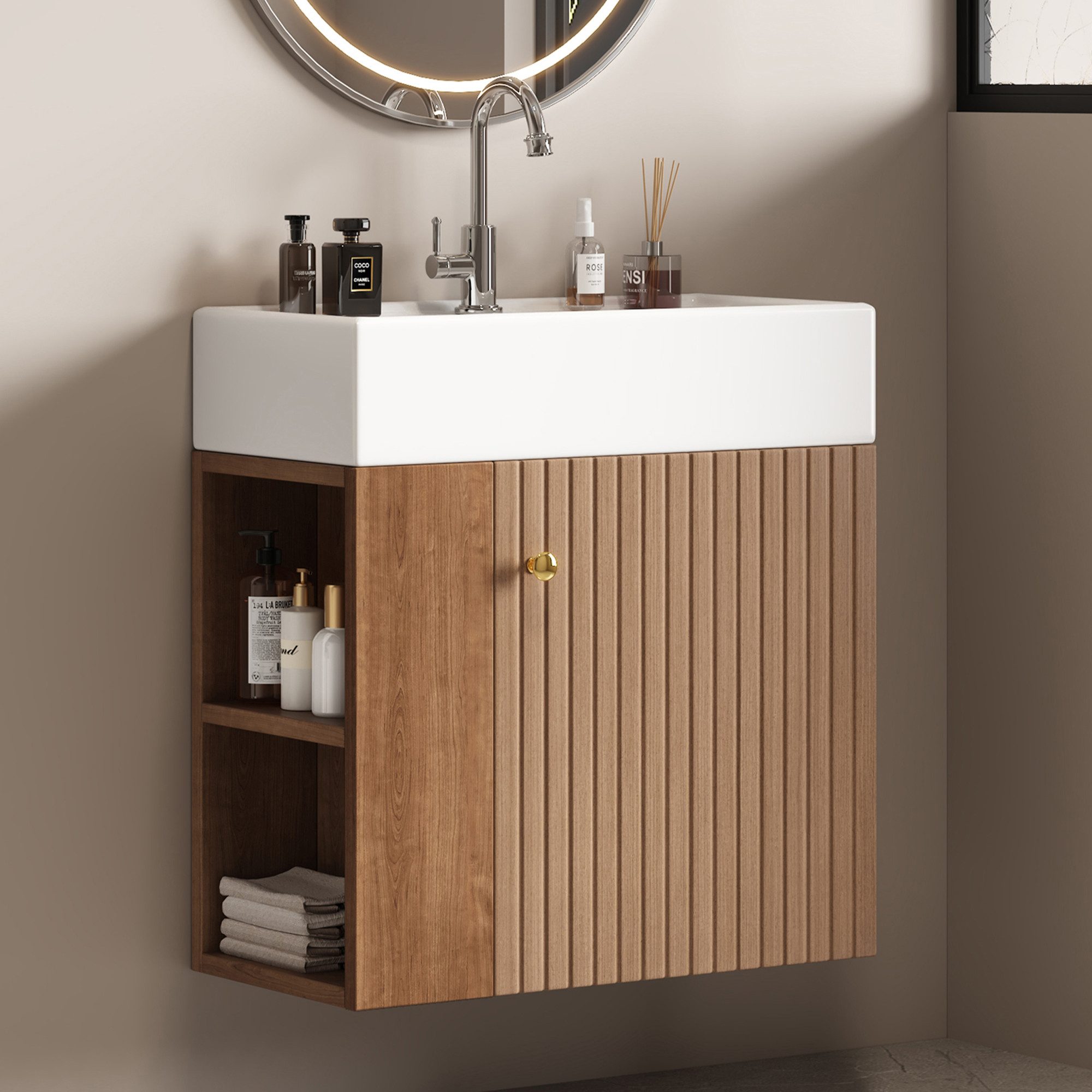 Flieks Waschtisch (1-St., Badschrank Badezimmermöbel wandhängend), Waschbec günstig online kaufen