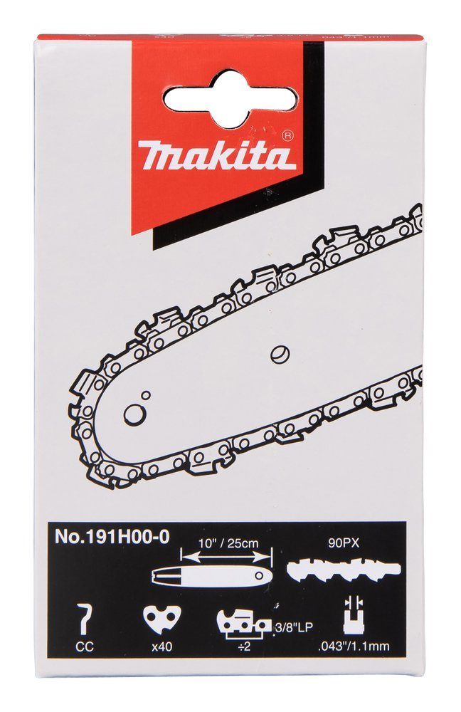 Makita Ersatzkette 191H00-0, für Kettensägen mit 25cm Schwertlänge u.a. DUC254, DUC256, UC002G, DUA301, EY403MP, 3/8", (Packung, 1-tlg)