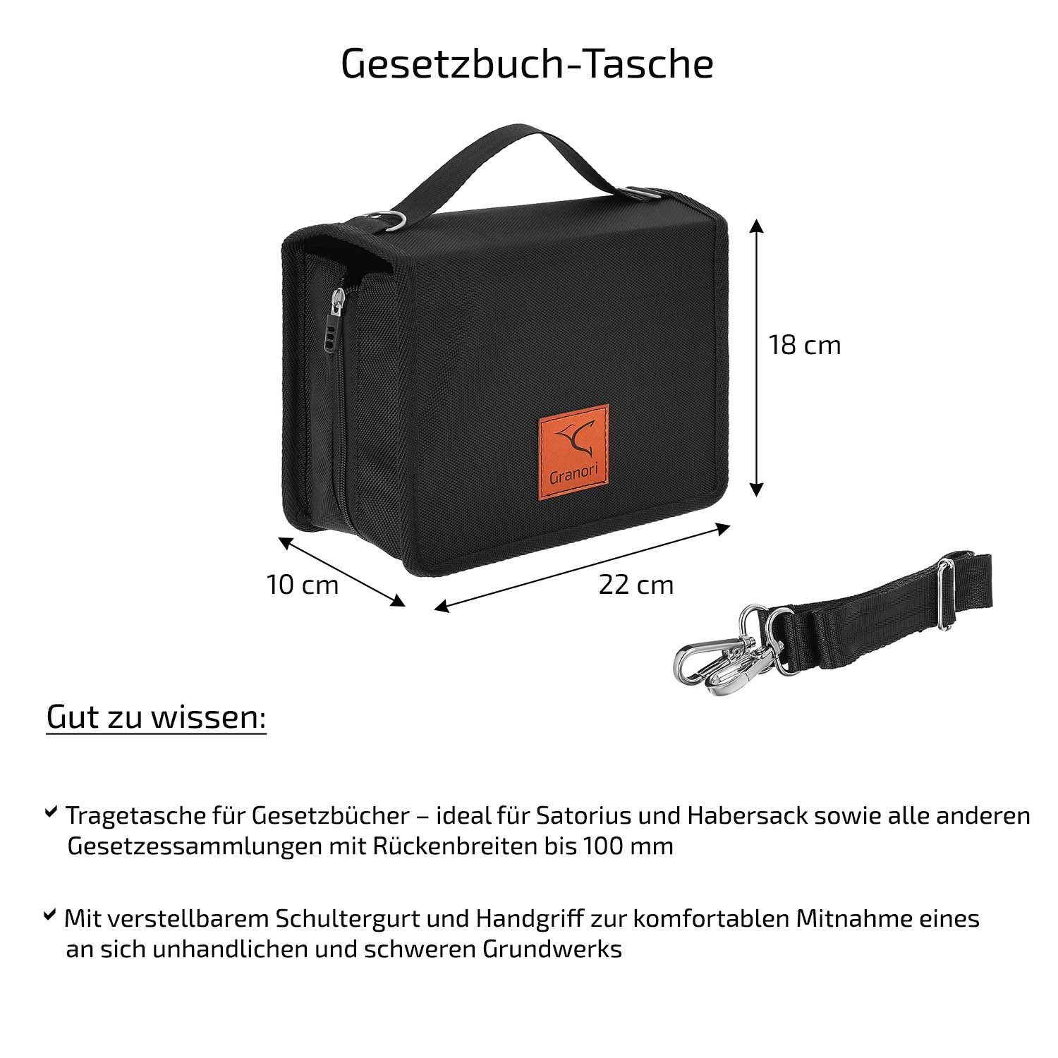 Granori Tragetasche für Gesetzbücher, Sartorius & Habersack Gesetzessammlung Tasche, mit abnehm- und verstellbarem Schultergurt