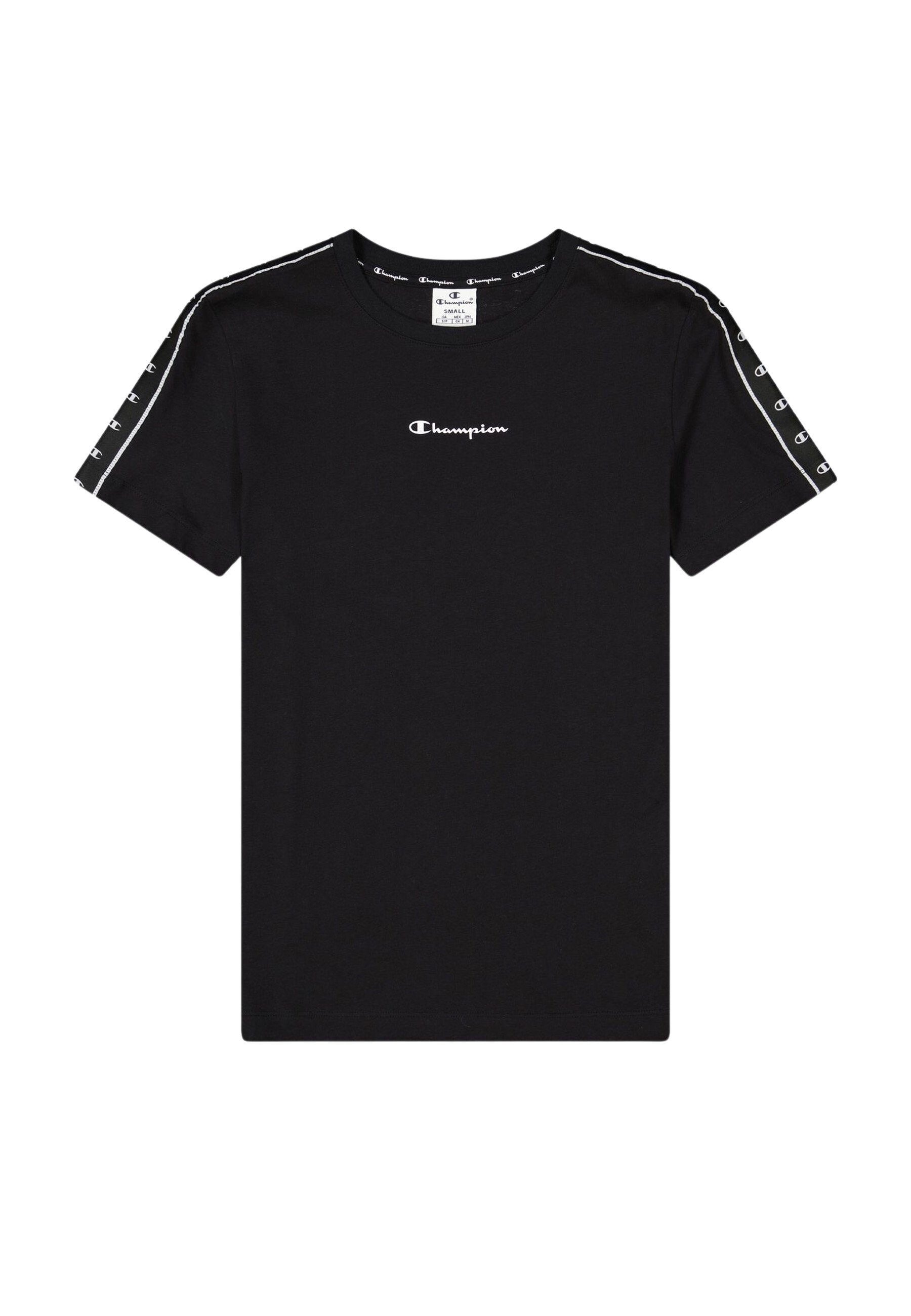 Shirt aus T-Shirt Champion Baumwolle Rundhals-T-Shirt schwarz mit