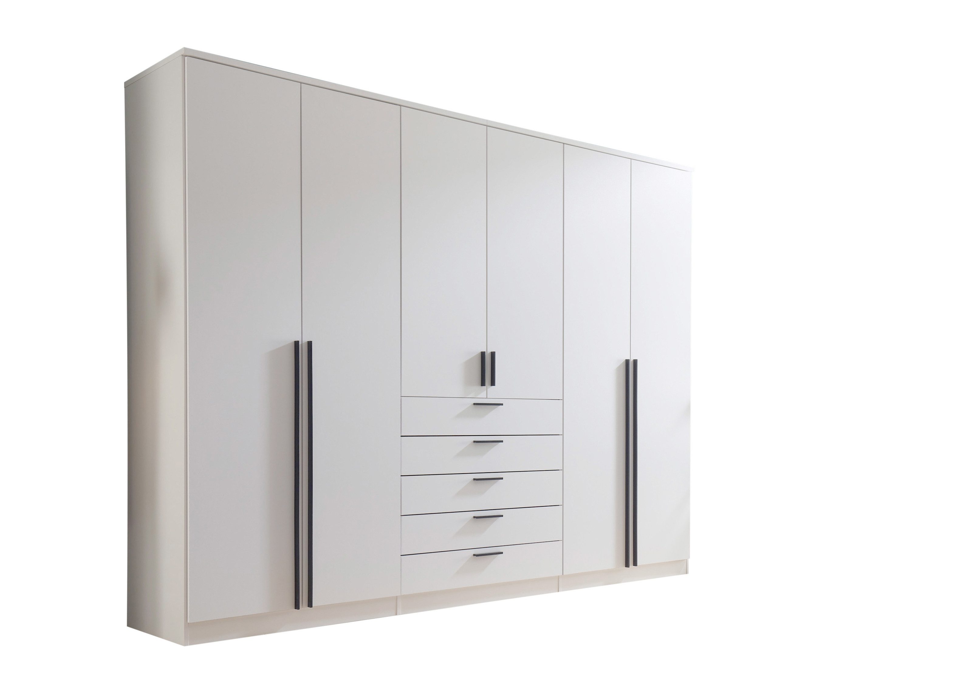 PREISBRECHER Drehtürenschrank Arnis 6 Türen, 5 Schubladen, Weiß - 270x210x52cm (BxHxT)