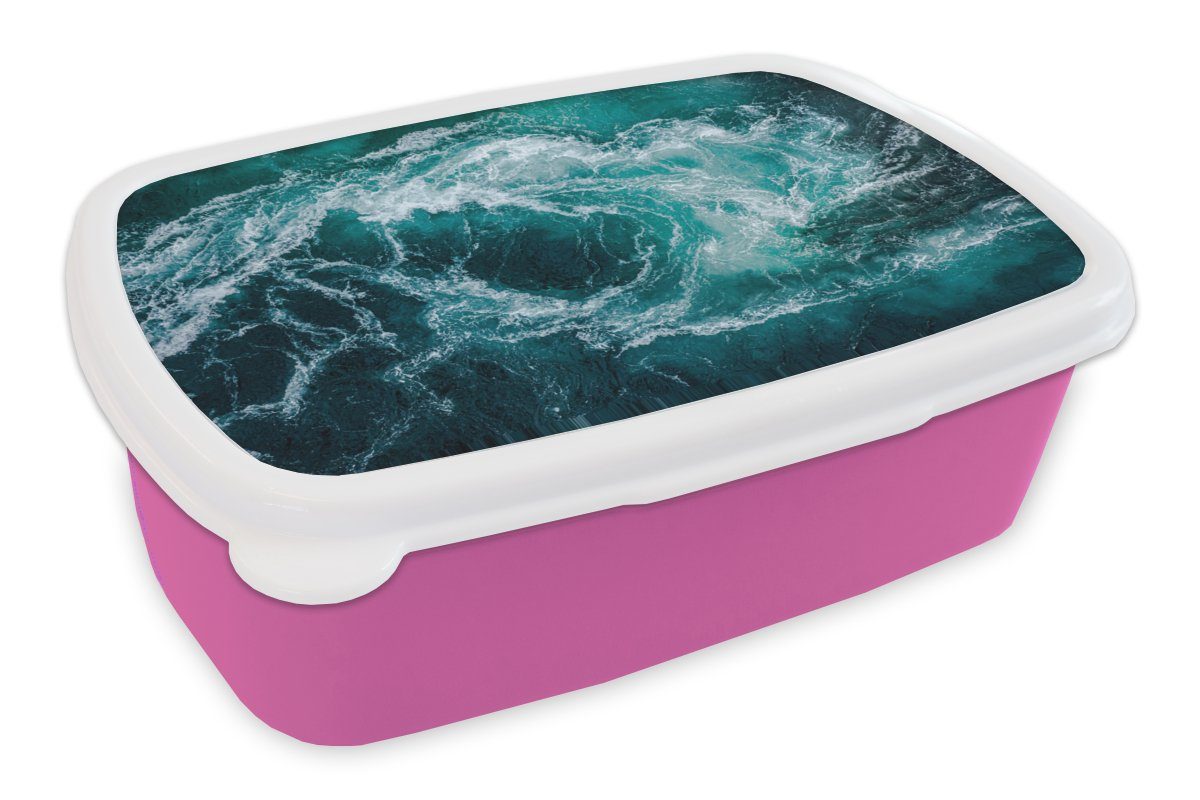 MuchoWow Lunchbox Meer - Norwegen - Wasser, Kunststoff, (2-tlg), Brotbox für Erwachsene, Brotdose Kinder, Snackbox, Mädchen, Kunststoff rosa