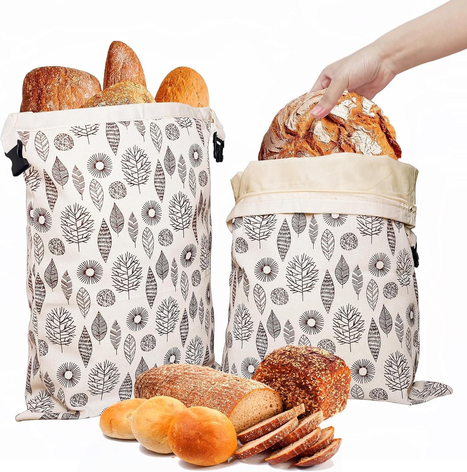 FELIXLEO Brottasche Bienenwachs Brotbeutel 43x33cm Wiederverwendbar 2er., (2-tlg)