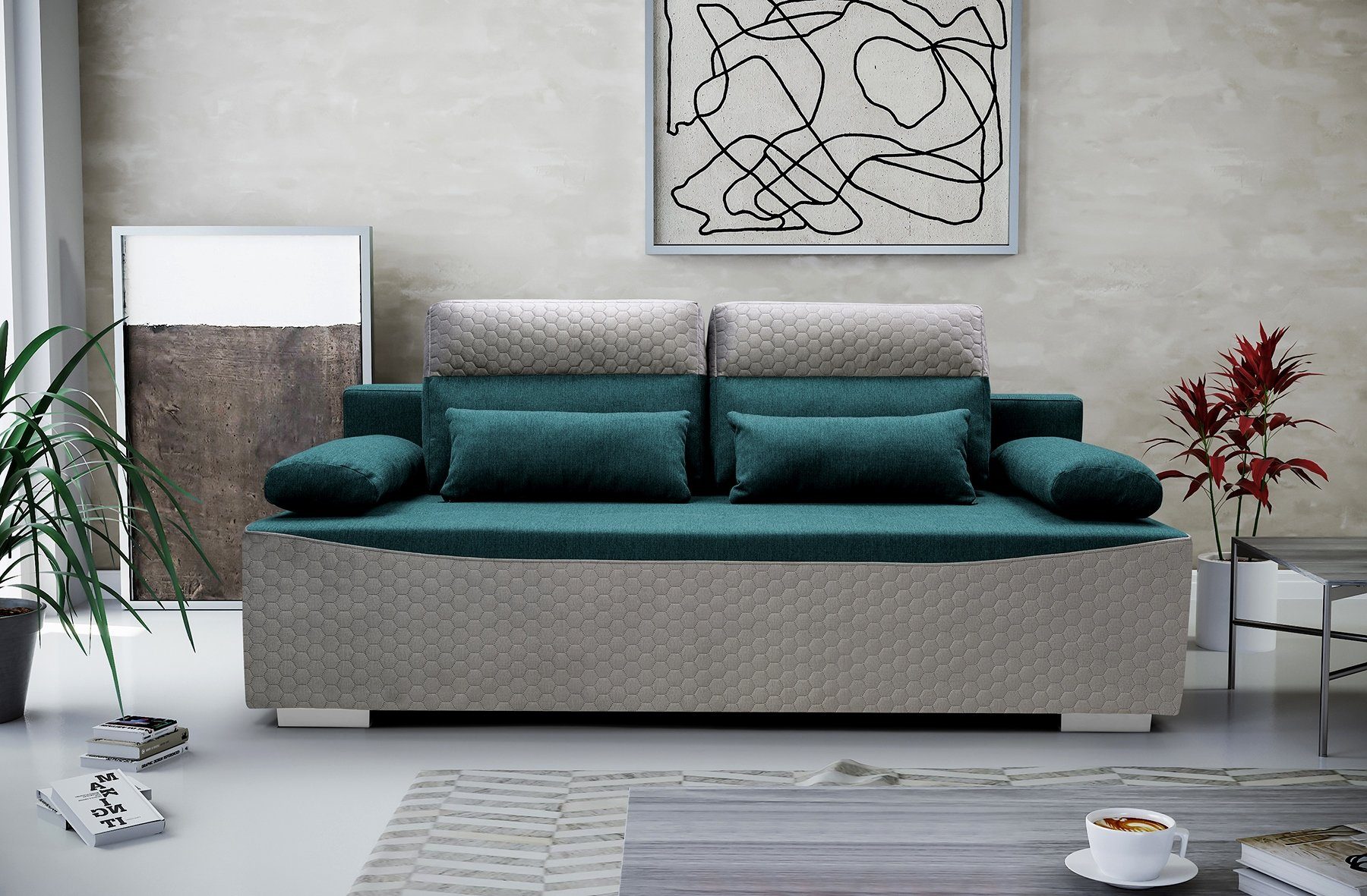 Siblo 2-Sitzer Modernes Zweisitzer Sofa Costanza mit Schlaffunktion Grün