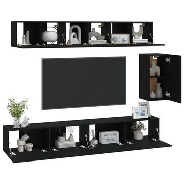 furnicato TV-Schrank 6-tlg. TV-Schrank-Set Schwarz Holzwerkstoff