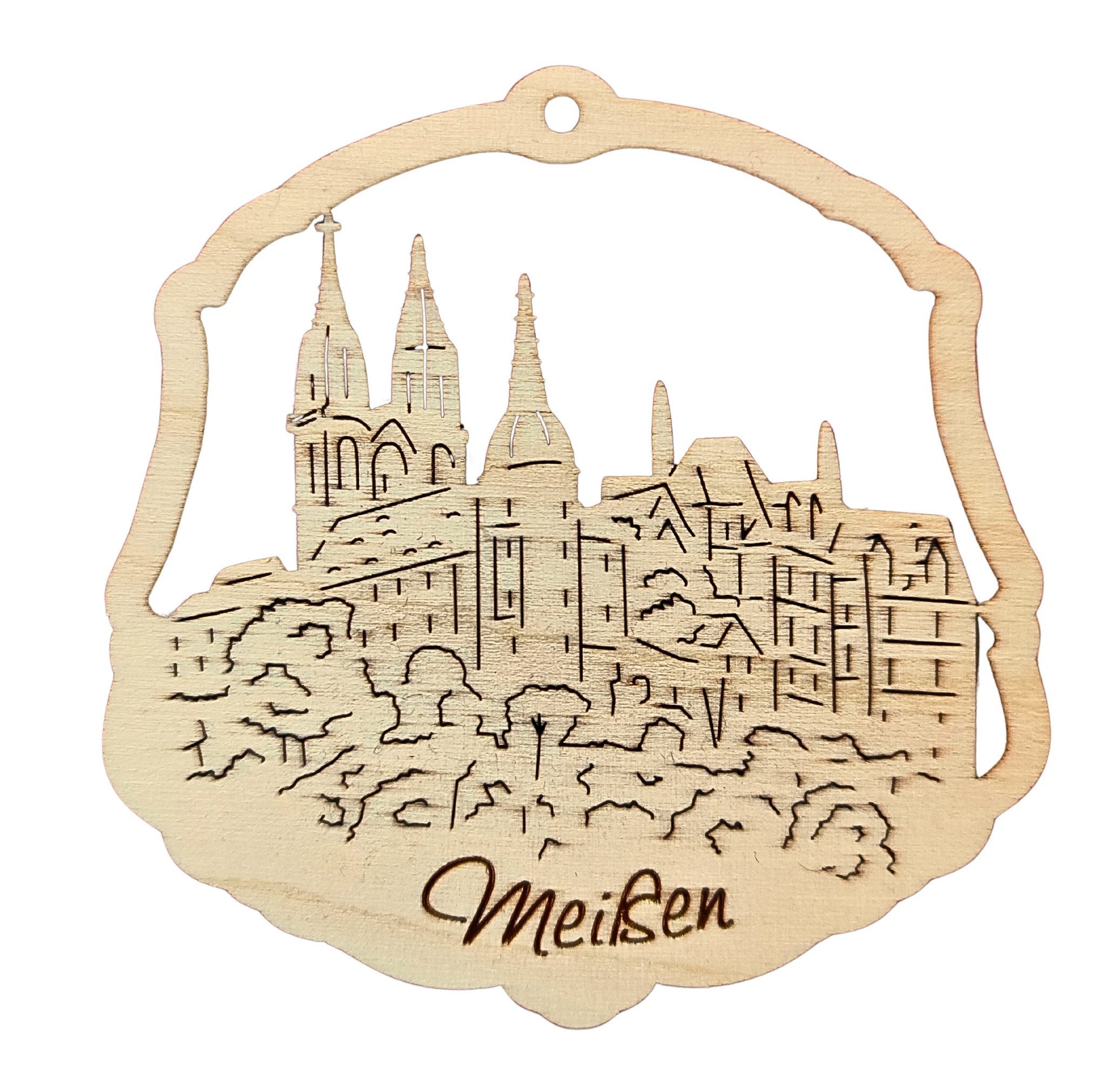 DeColibri Christbaumschmuck Geschenkanhänger Holz Albrechtsburg Meissen klein, Souvenir, Holzkunst aus Sachsen