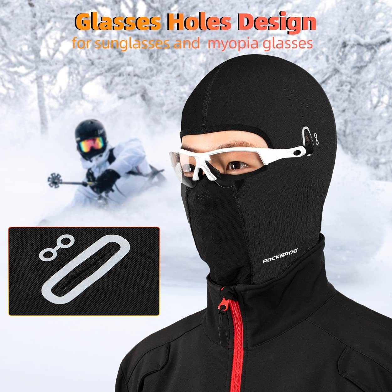 Winter Winddicht Sturmhaube Damen Atmungsaktiv) für grau Snowboard Outdoorsports ROCKBROS Herren Ski Motorrad (Fahrrad Balaclavas