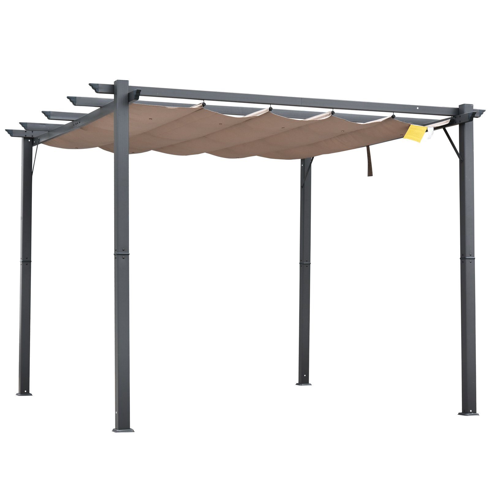 Outsunny Pergola Pavillon Überdachung mit Schiebedach, BxTxH: 300x300x223 cm, (Pergola, 1-tlg., Pavillon), für Garten, Balkon, Kaffeebraun