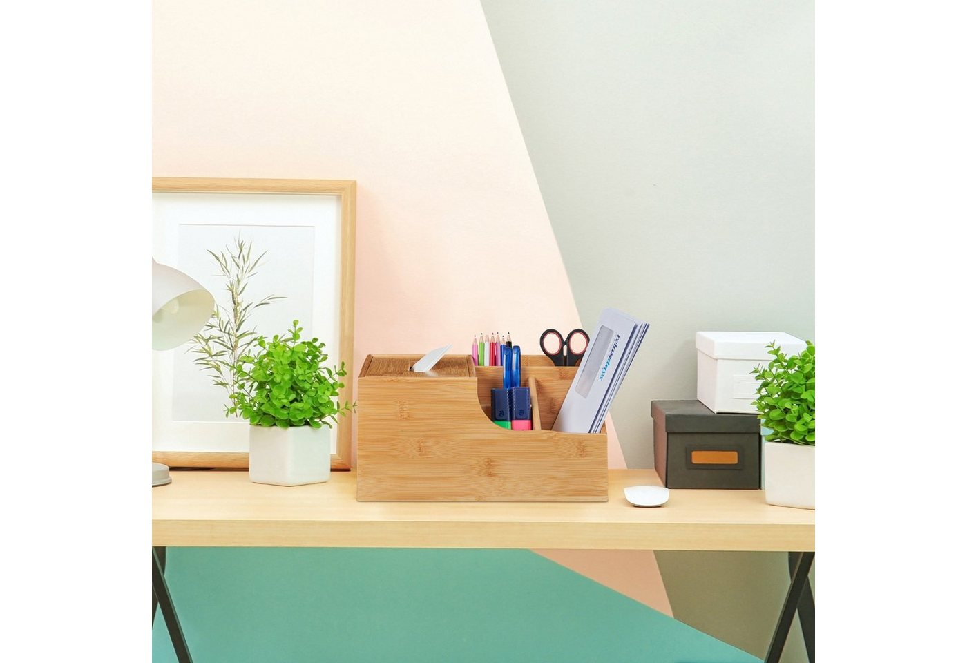 Thumbnail - relaxdays Briefablage Büro Organizer mit Tücherbox